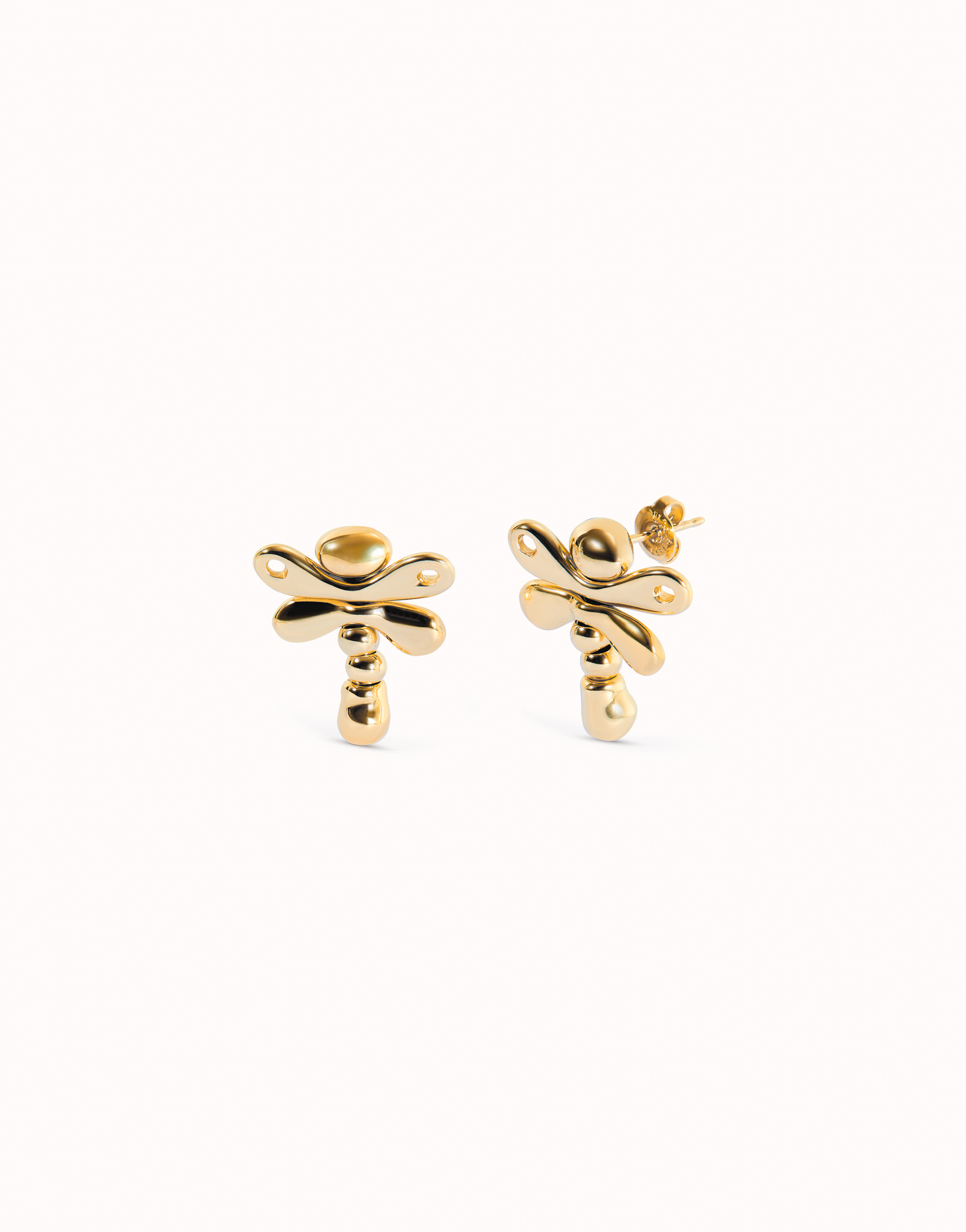 18K gold-plated dragonfly earrings, Golden, large image number null