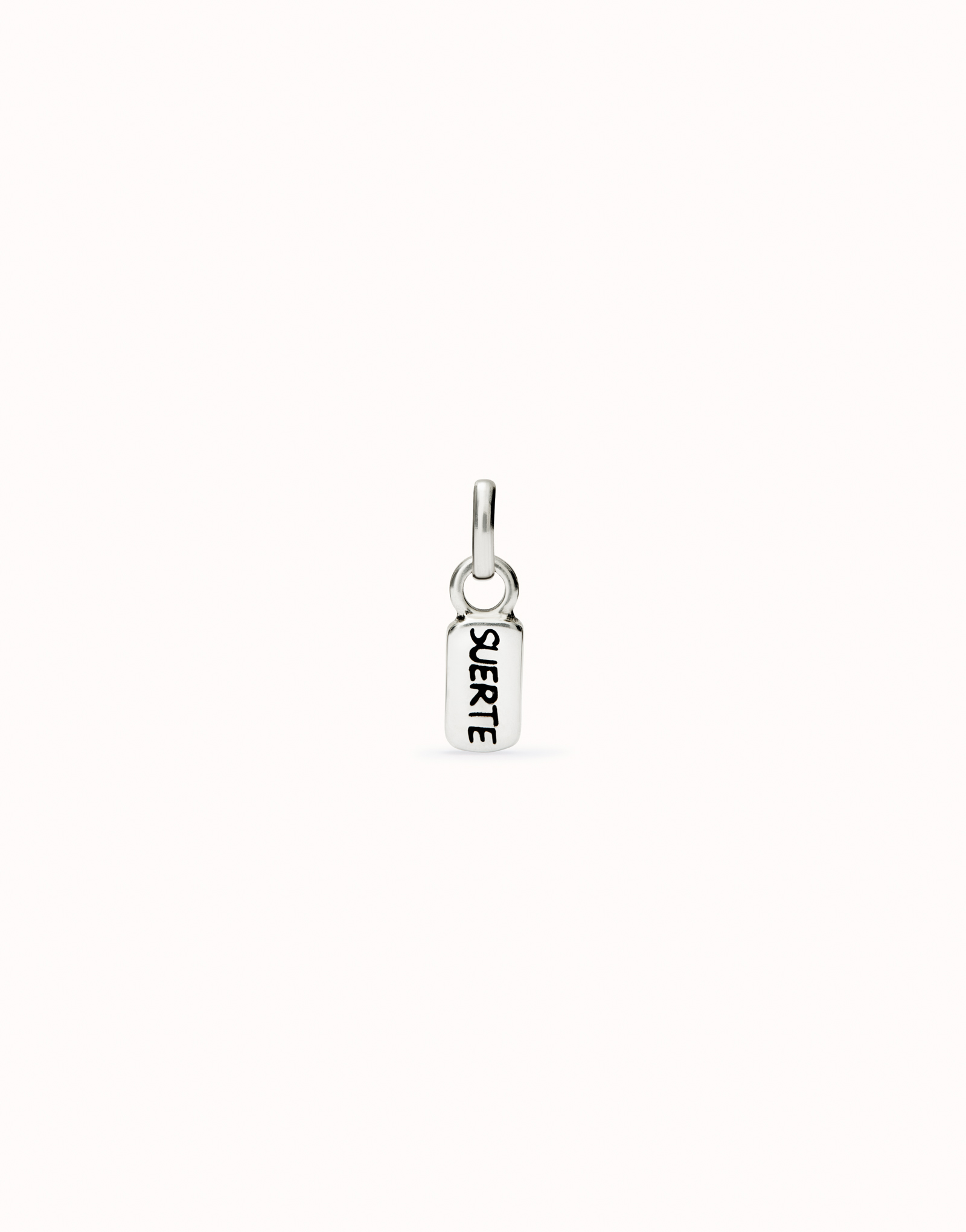 Charm plated in sterling silver with lucky word, Silver, large image number null
