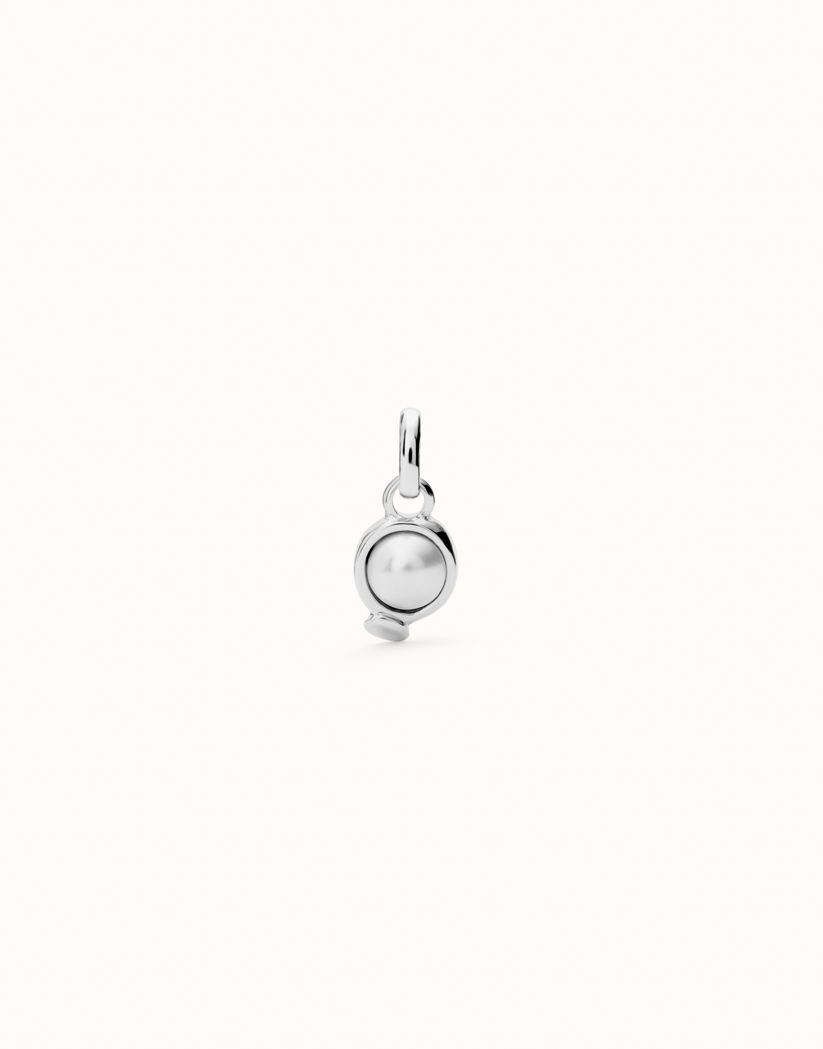 Charm plated in sterling silver with pearl, Silver, large image number null