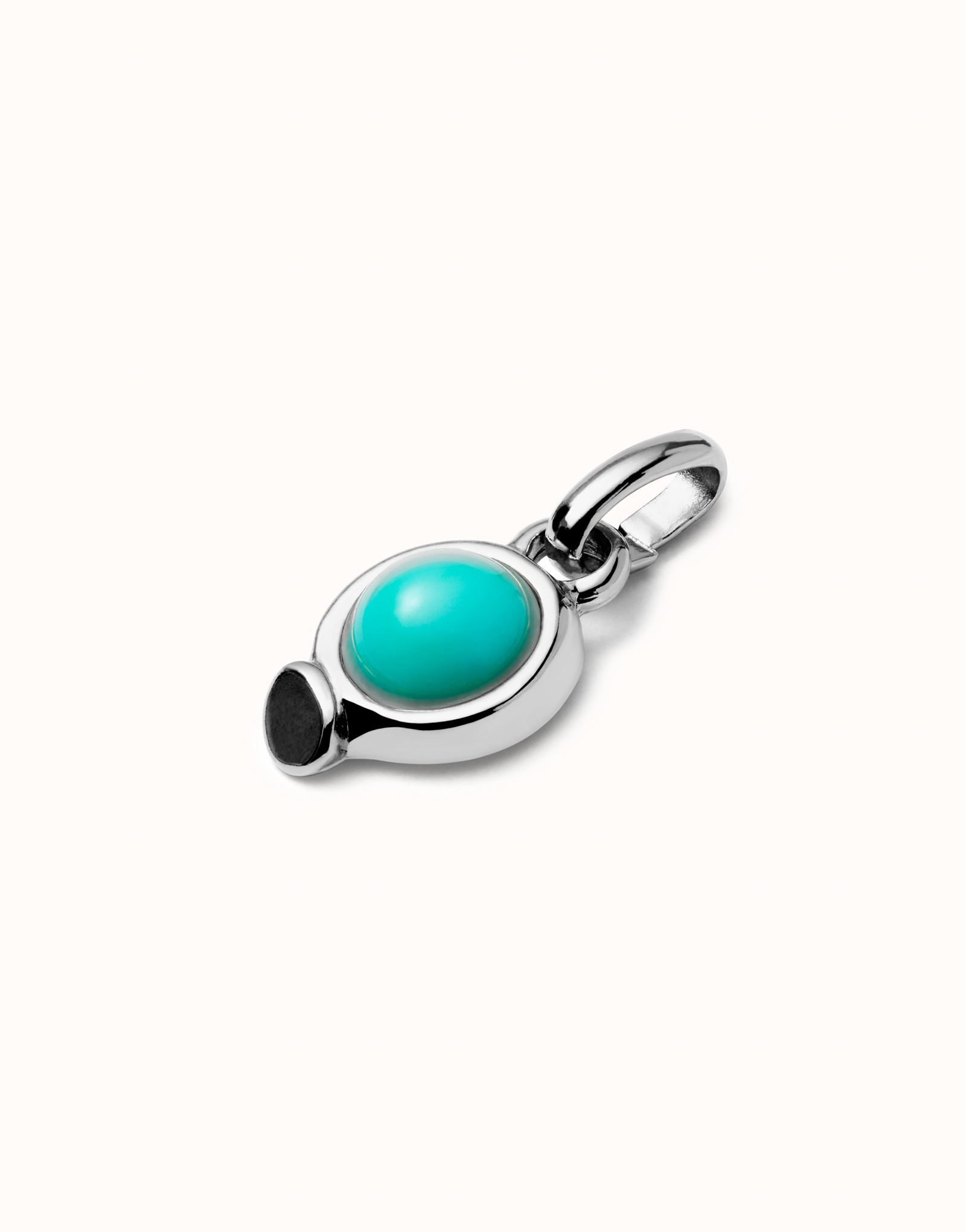Sterling silver-plated charm with turquoise stone., Silver, large image number null