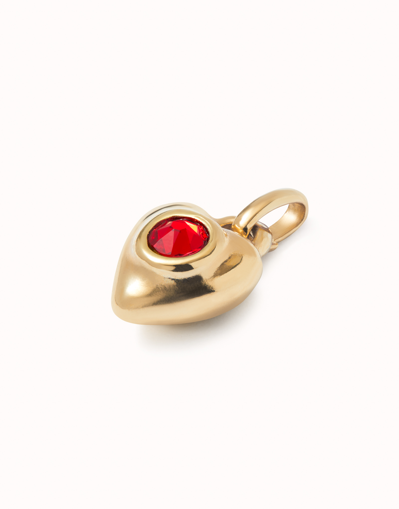18K gold-plated charm with red crystal., Golden, large image number null