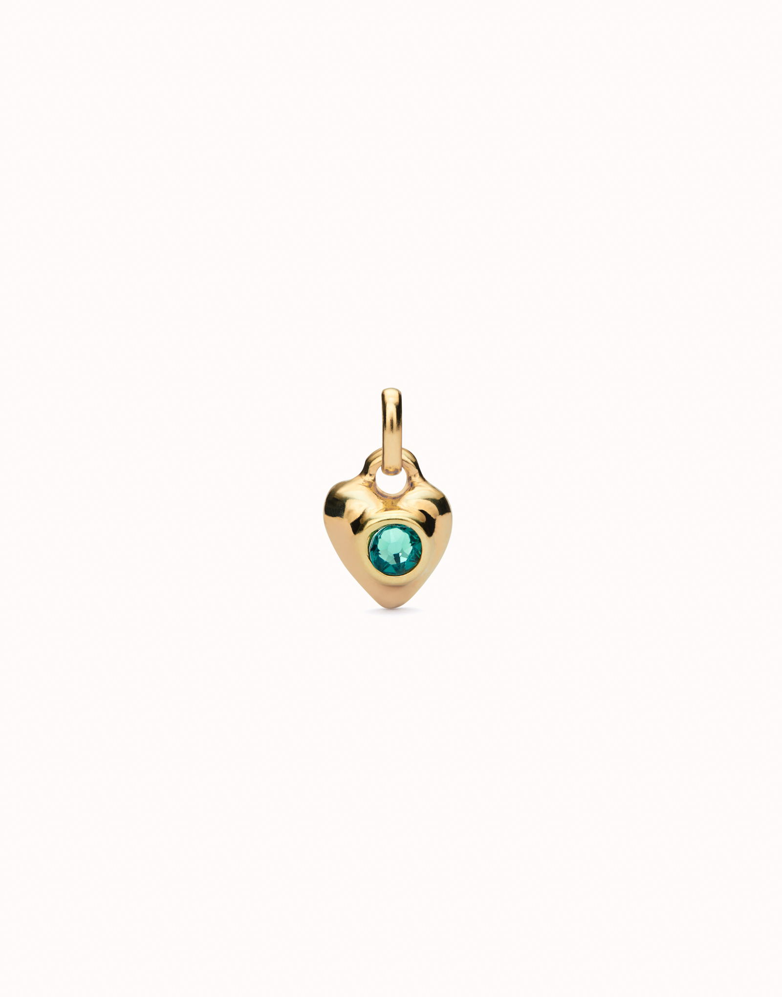 18K gold-plated charm with green crystal., Golden, large image number null