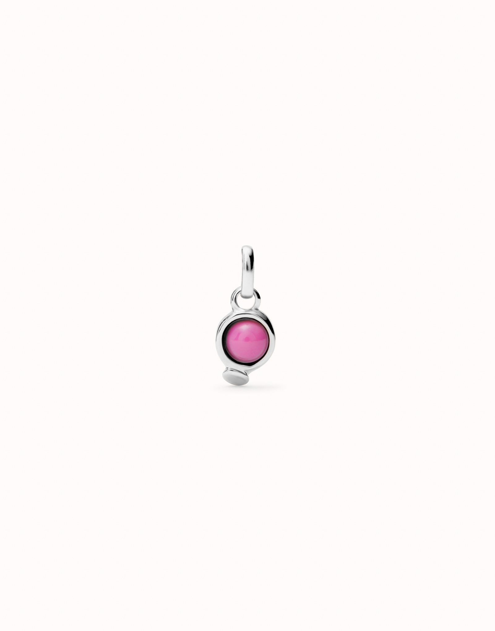 Sterling silver-plated charm with pink stone., Silver, large image number null