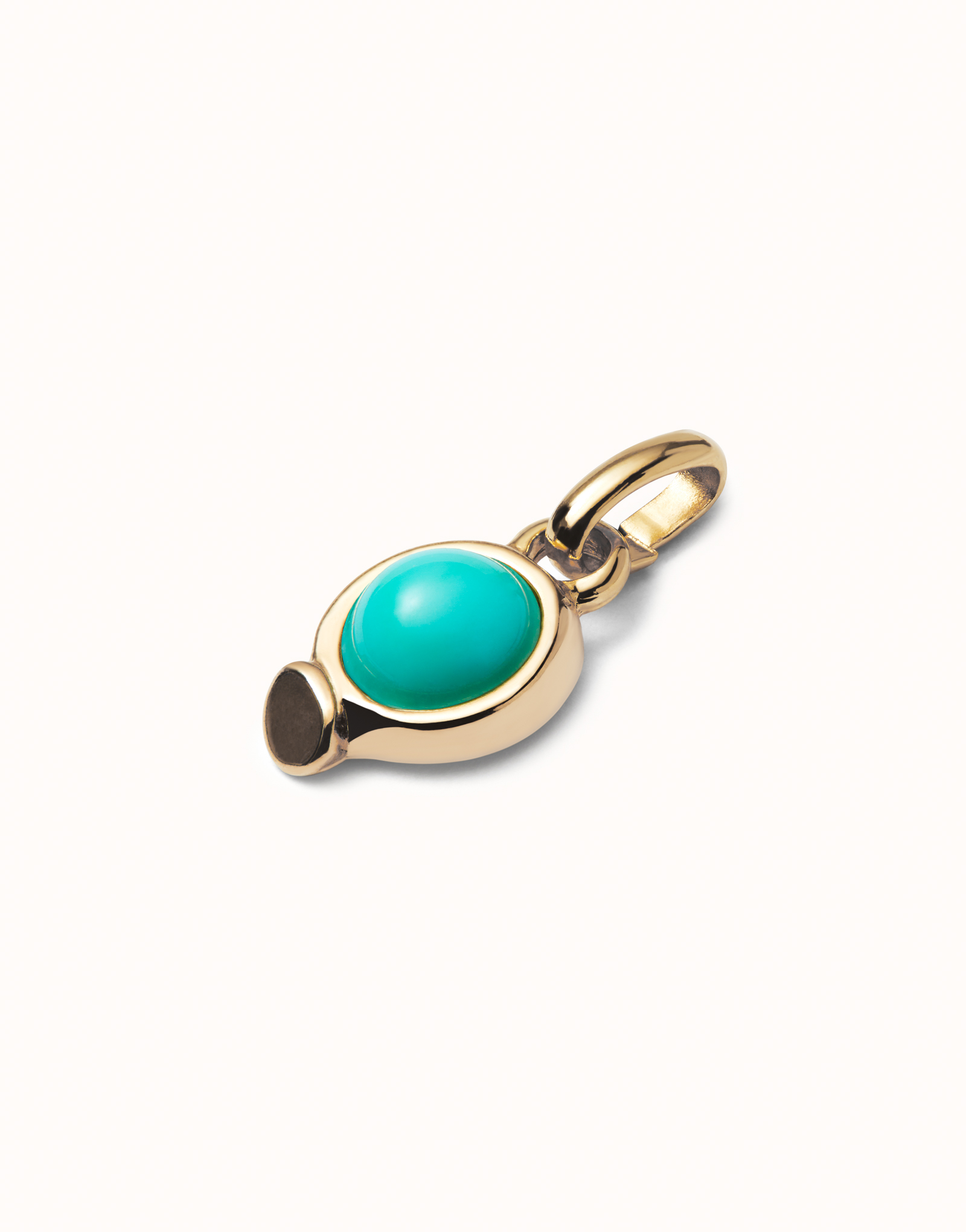 18K gold-plated charm with turquoise stone., Golden, large image number null