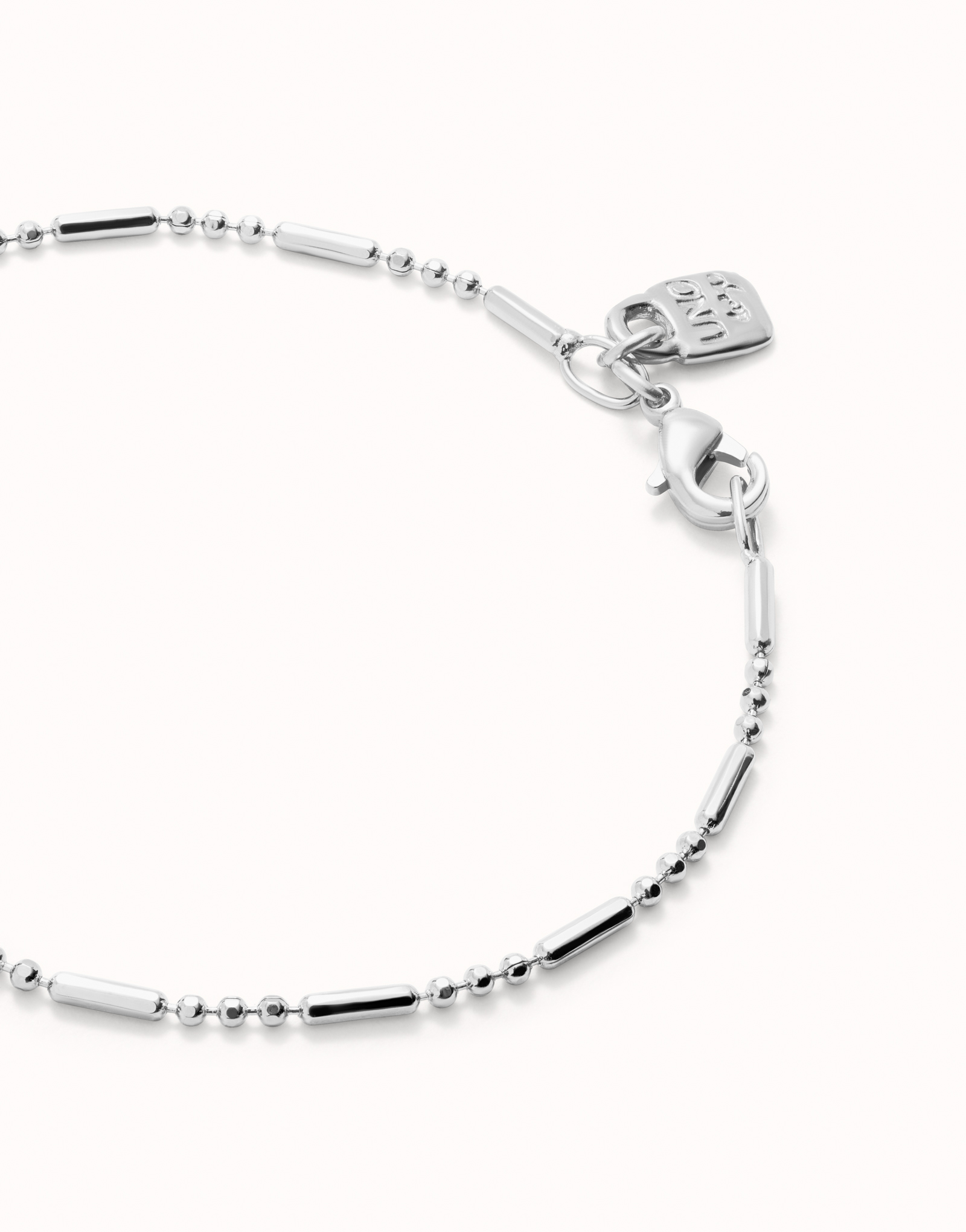Sterling silver-plated bracelet with beads and elongated pieces., Silver, large image number null
