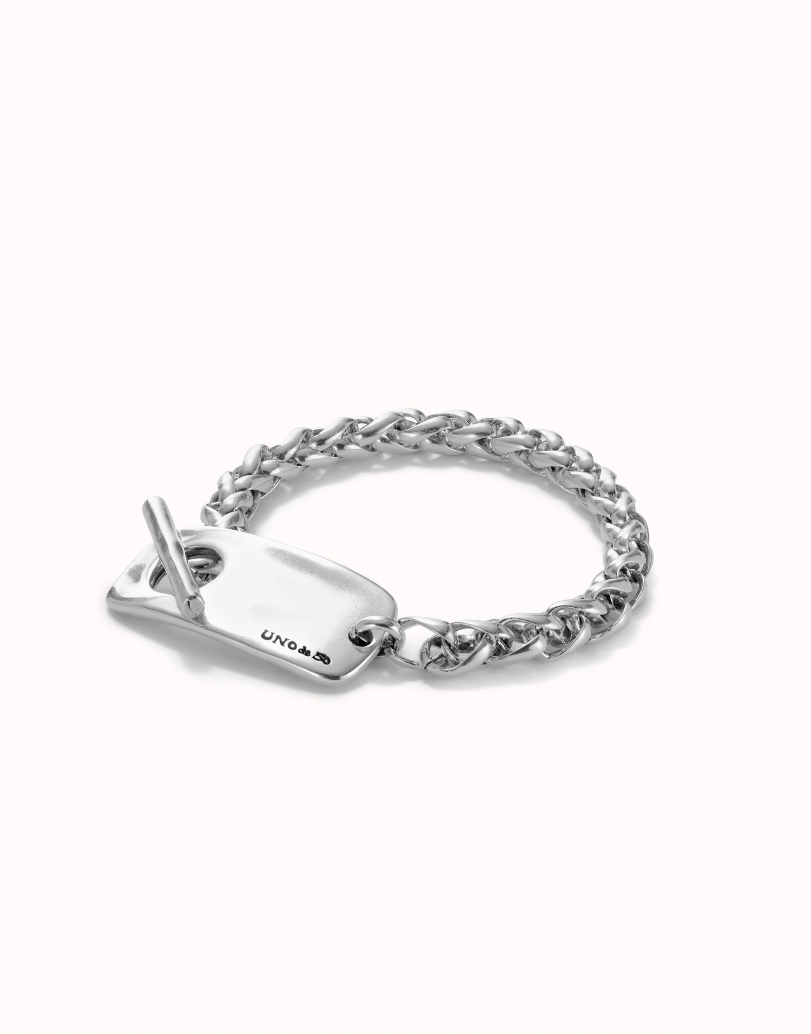 Bracelet chaîne plaqué argent avec une pièce réglable centrale, Argent, large image number null