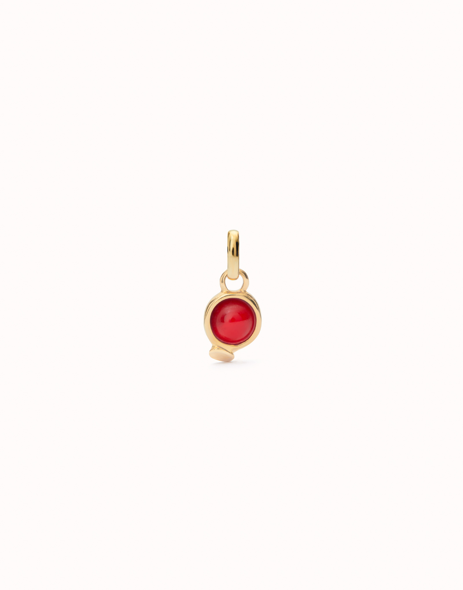 18K gold-plated charm with red stone., Golden, large image number null