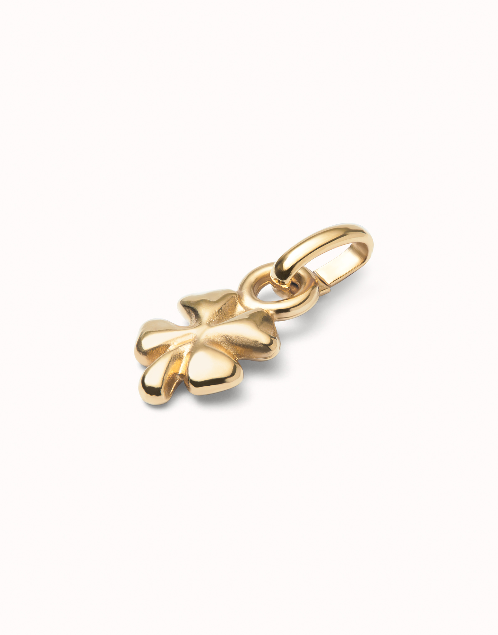 18K gold-plated clover-shaped charm., Golden, large image number null