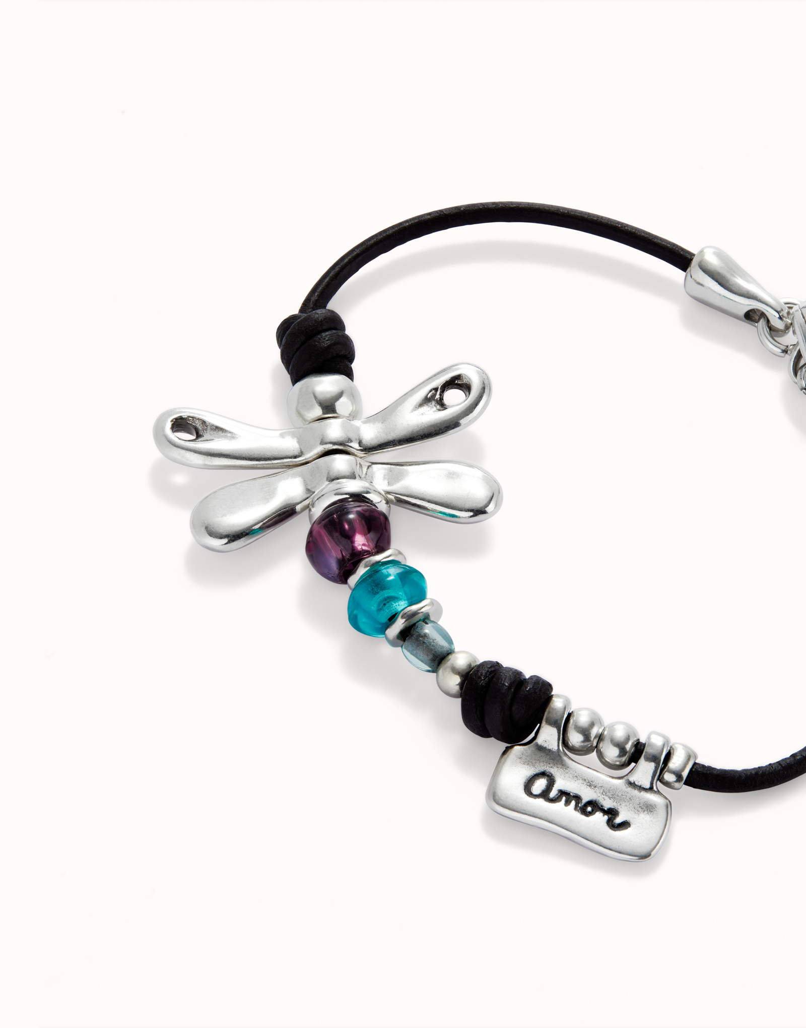 Bracelet with sterling silver-plated dragonfly and crystals, Silver, large image number null