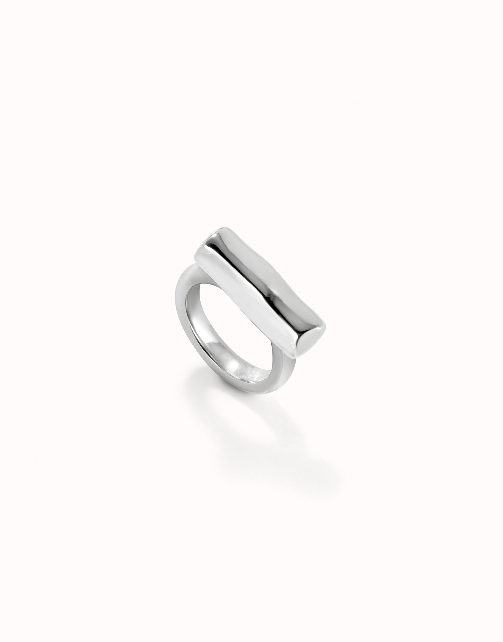 Sterling silver plated ring with horizontal tube, Silver, large image number null