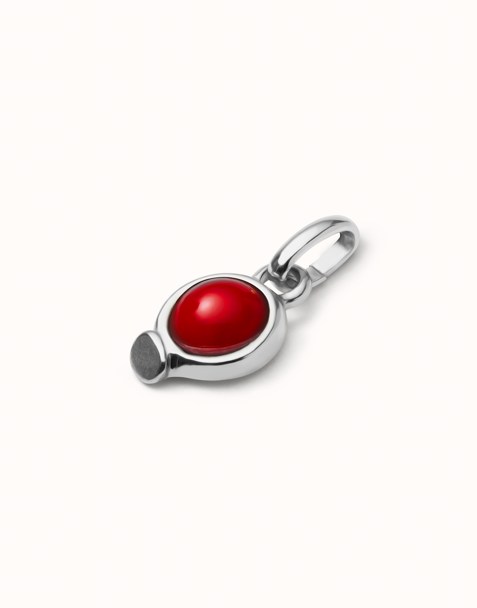 Sterling silver-plated charm with red stone., Silver, large image number null