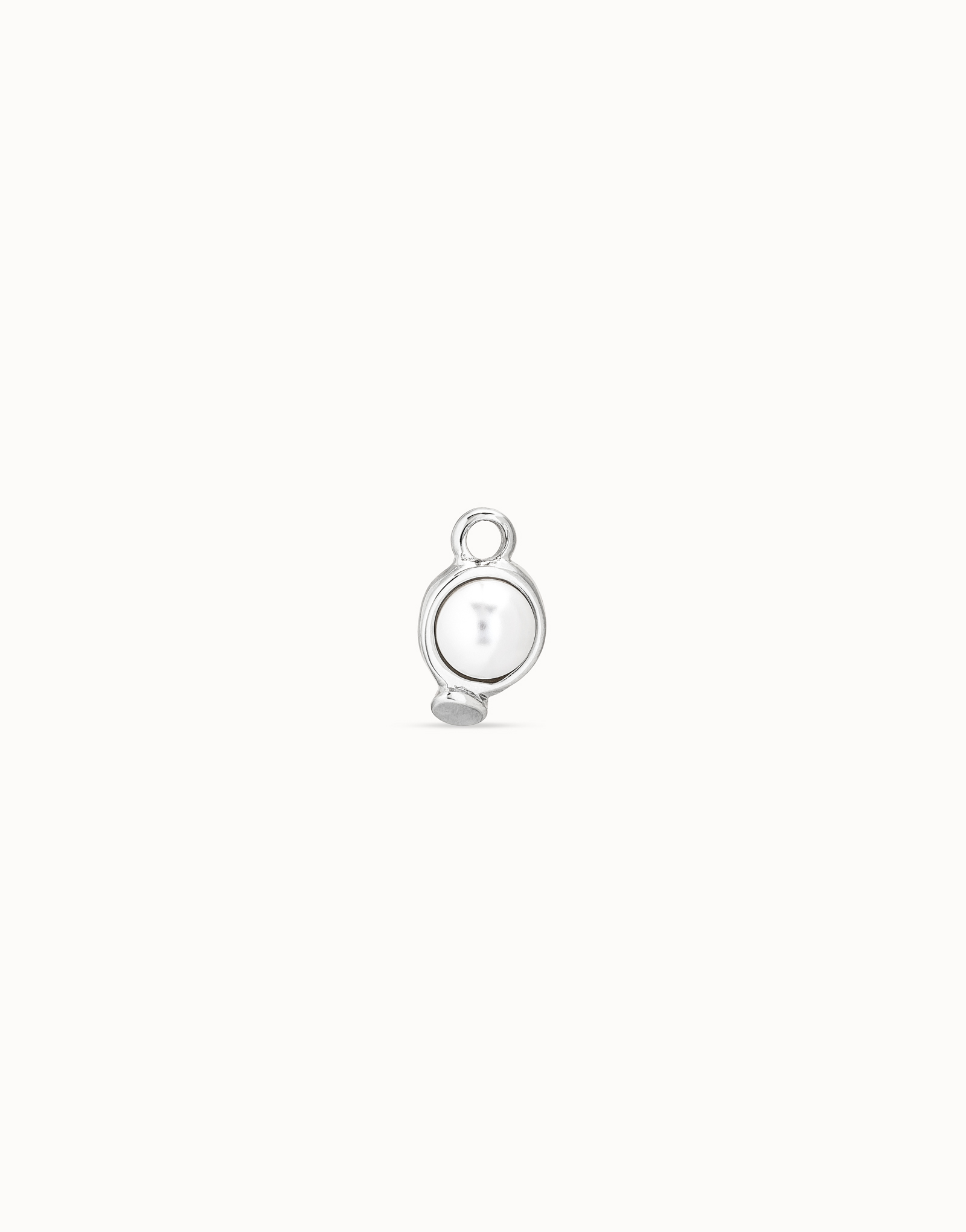 Charm de piercing bañado en plata de ley de círculo y perla, Plateado, large image number null