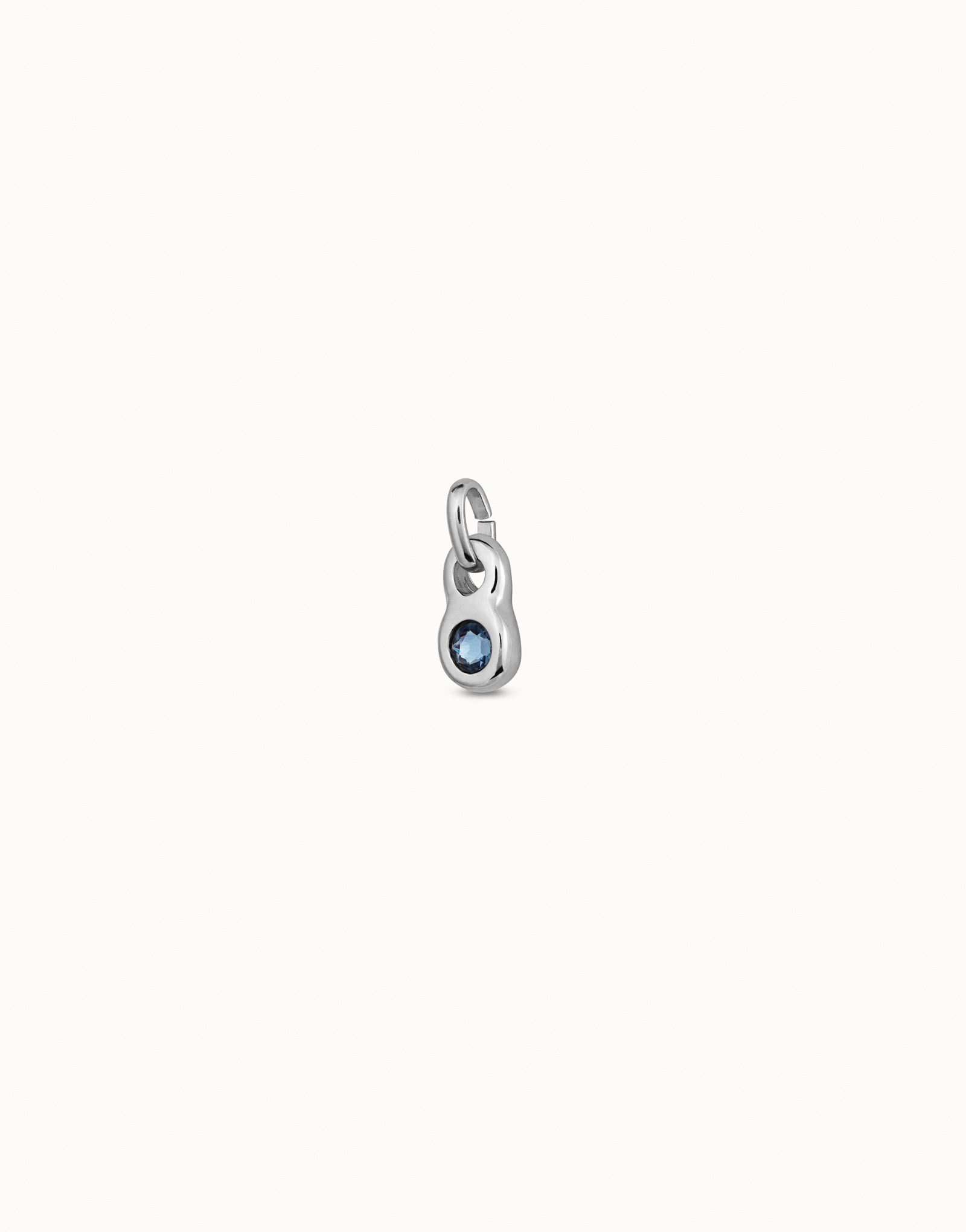 Charm placcato argento Sterling di forma rotonda e un cristallo blu, Argent, large image number null