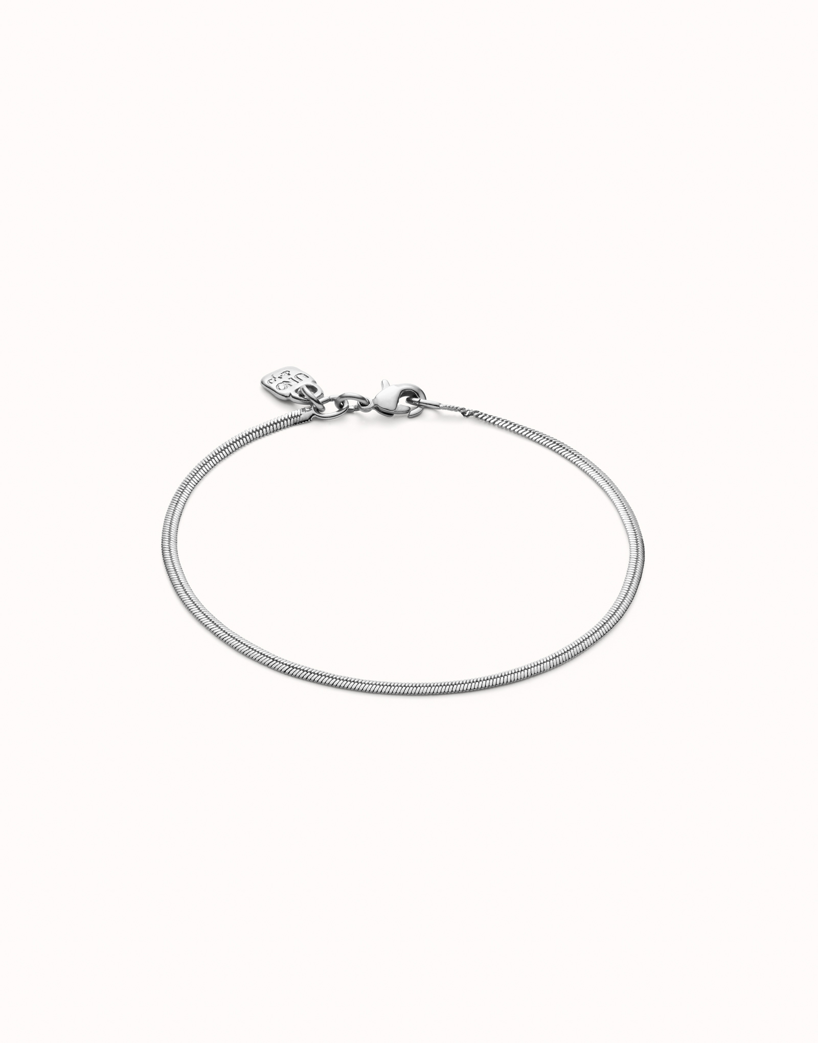 Sterling silver-plated flat-shaped bracelet., Silver, large image number null