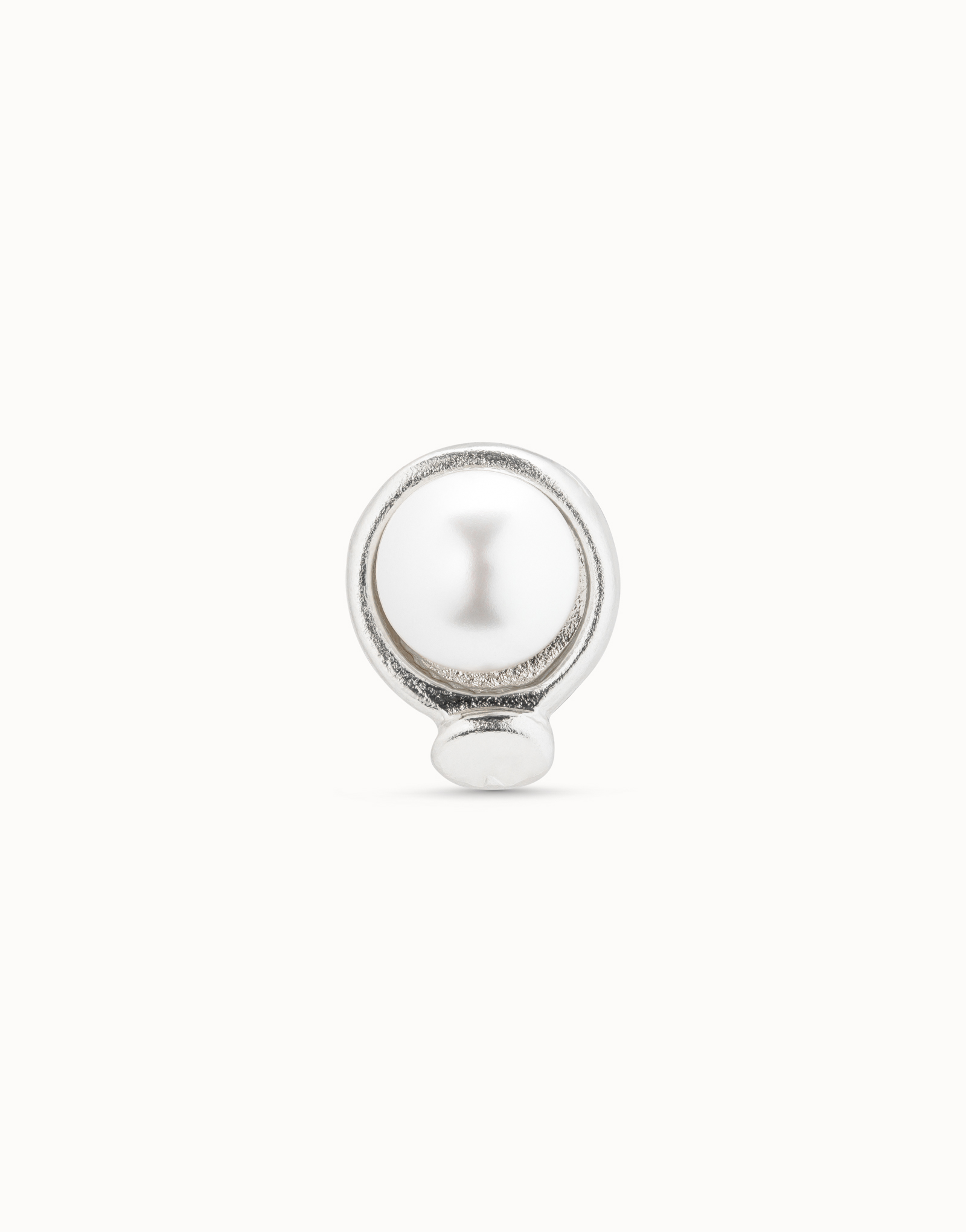 Piercing placcato argento Sterling a forma di cerchio inchiodato e perla, Argent, large image number null
