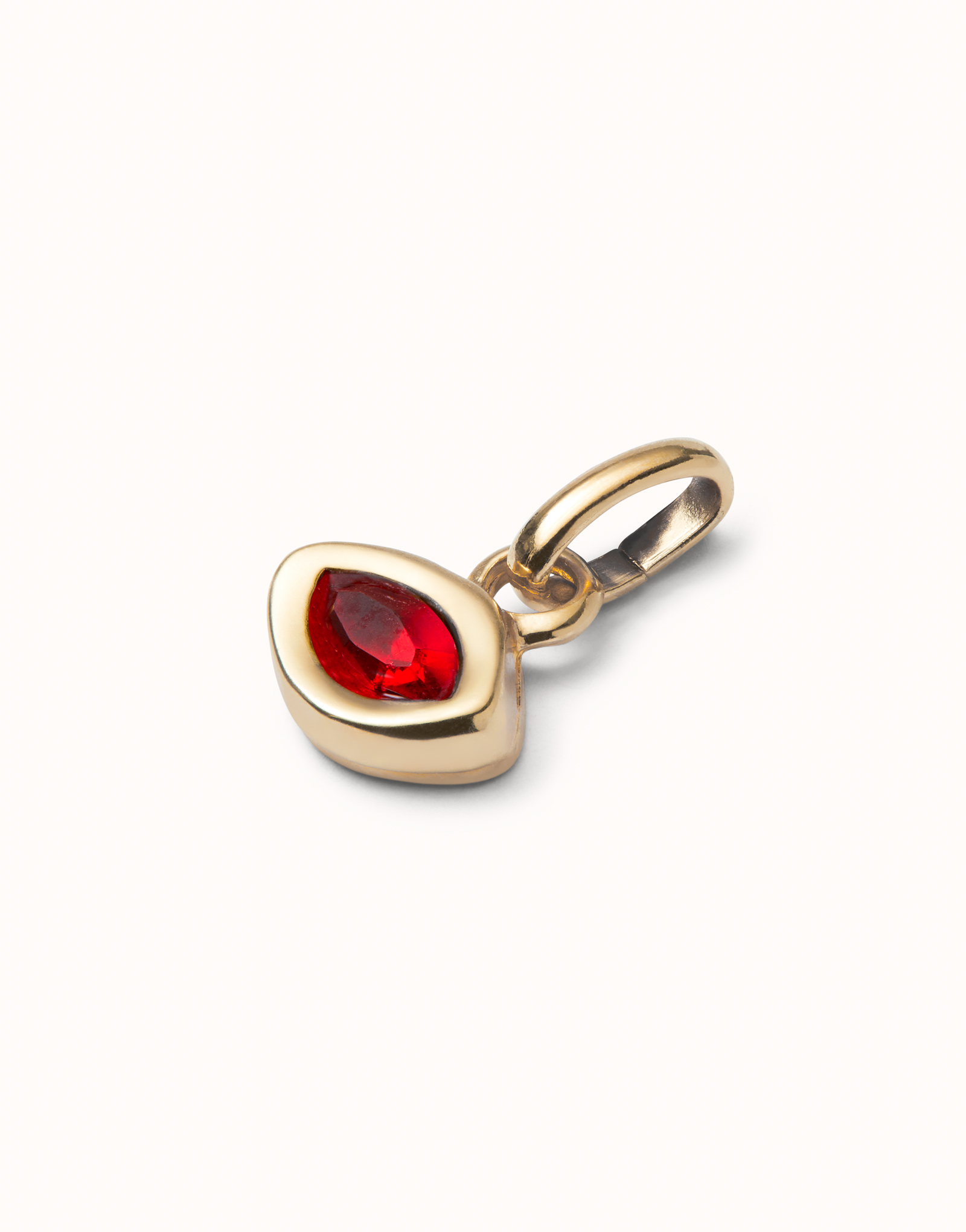 18k gold plated charm with red crystal, Golden, large image number null