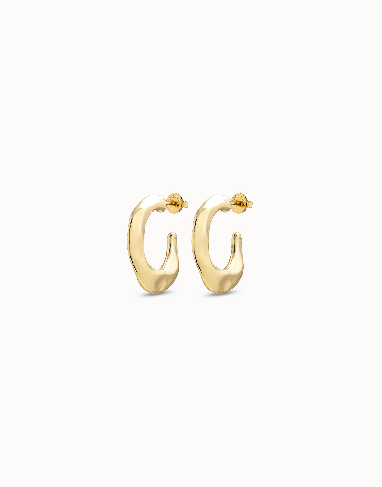 18k gold-plated flattened banana shaped earrings, Golden, large image number null