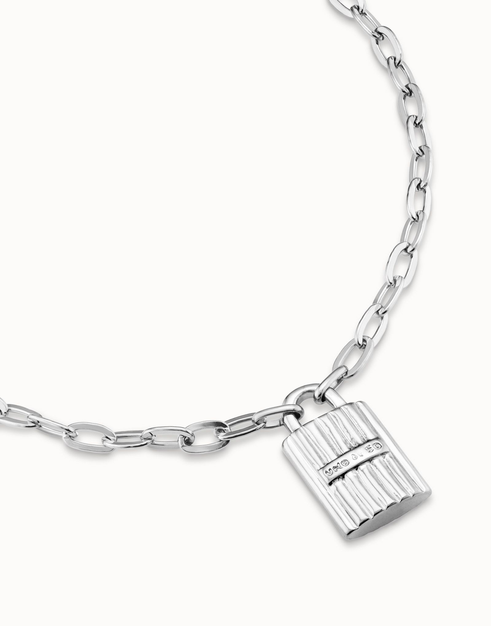 Silver pendant with links and padlock pendant, Silver, large image number null