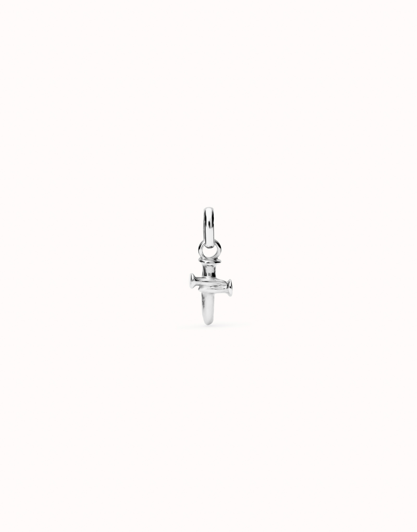 Sterling silver-plated cross-shaped charm., Silver, large image number null