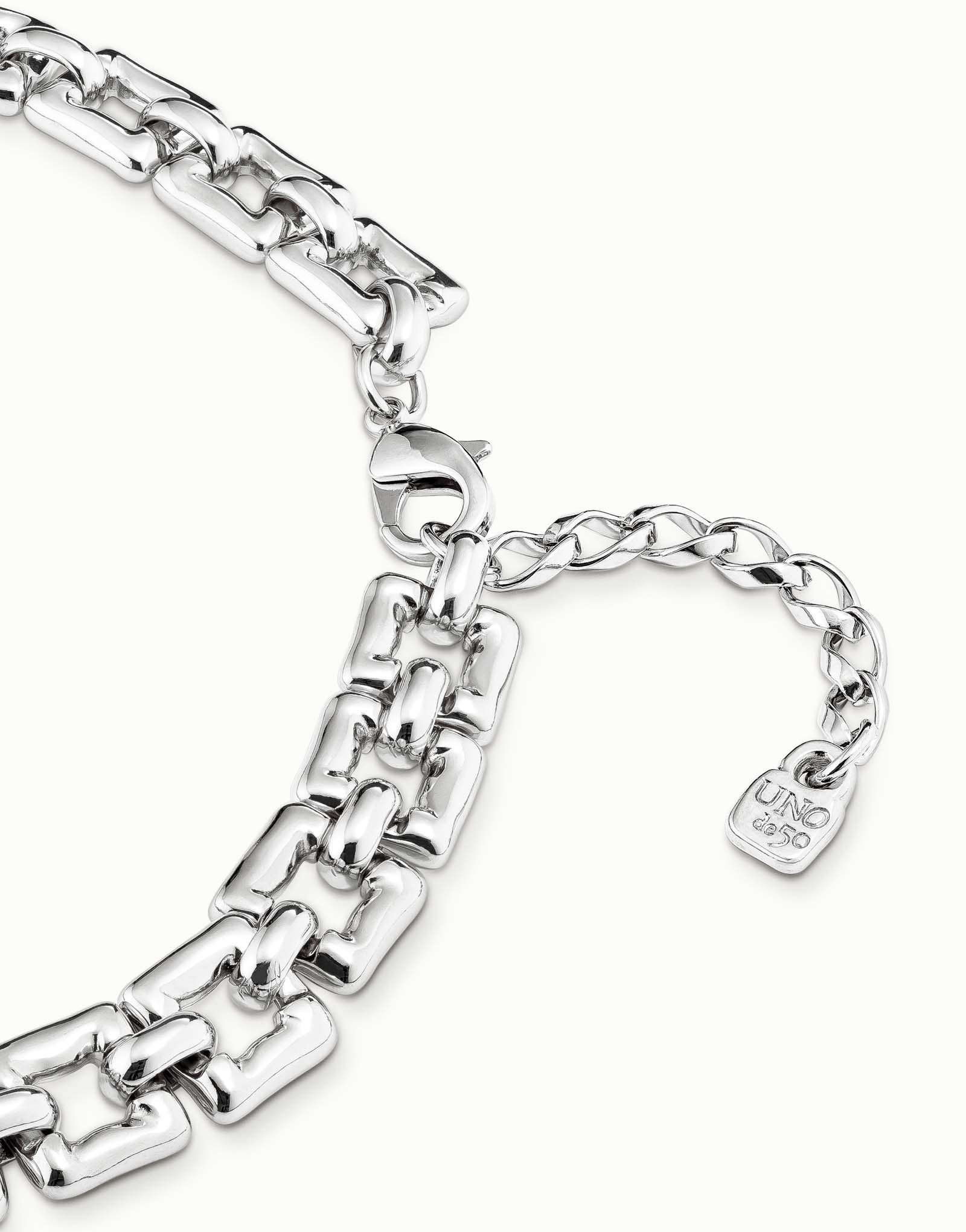 Collana corta placcata argento a maglie quadrate piccole, Argent, large image number null