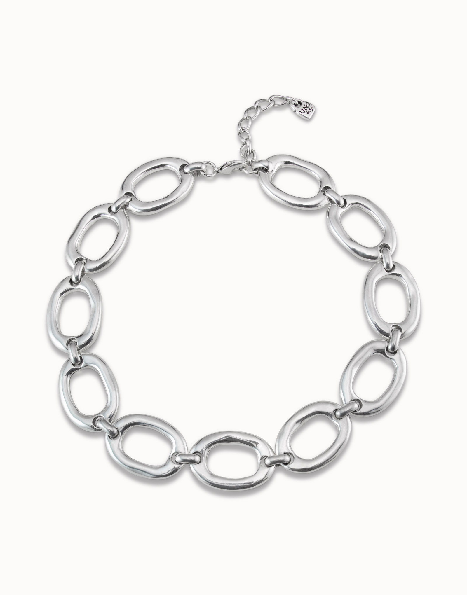 Sterling silver-plated necklace with large oval links, Silver, large image number null