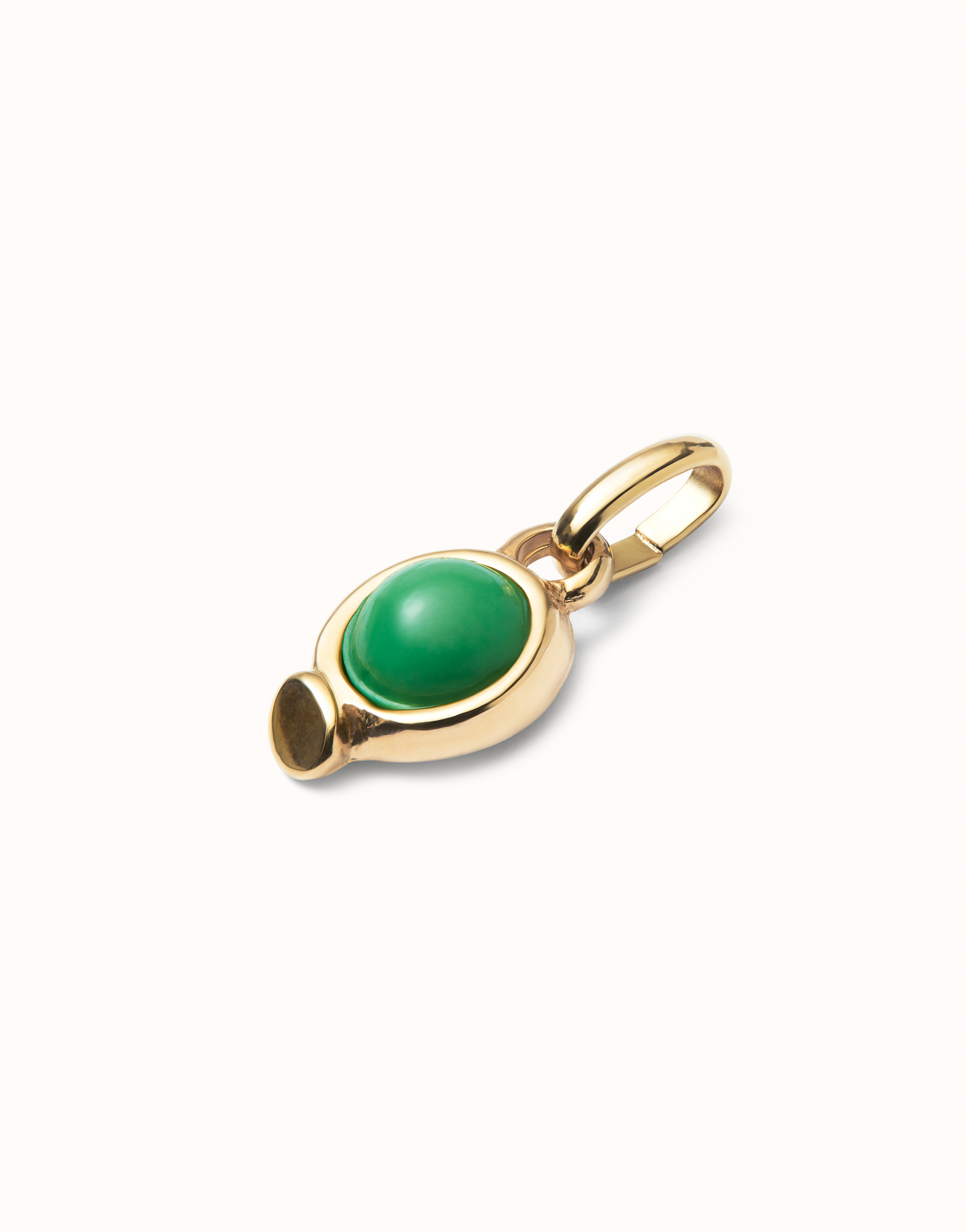 18K gold-plated charm with green stone., Golden, large image number null