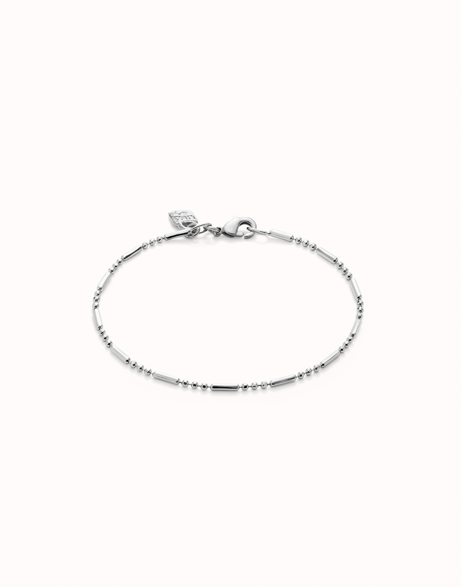 Sterling silver-plated bracelet with beads and elongated pieces., Silver, large image number null
