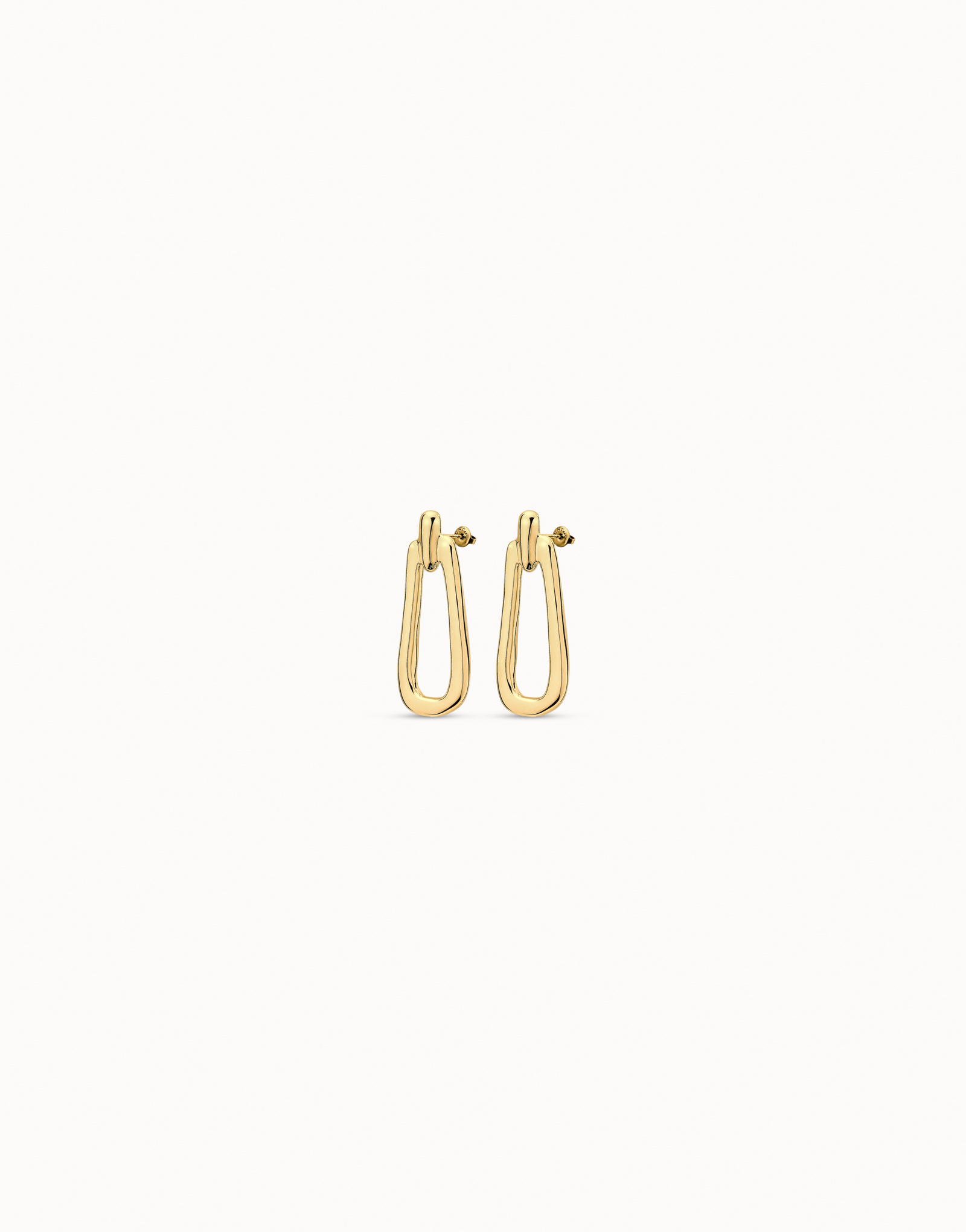 18K gold-plated link shaped earrings, Golden, large image number null