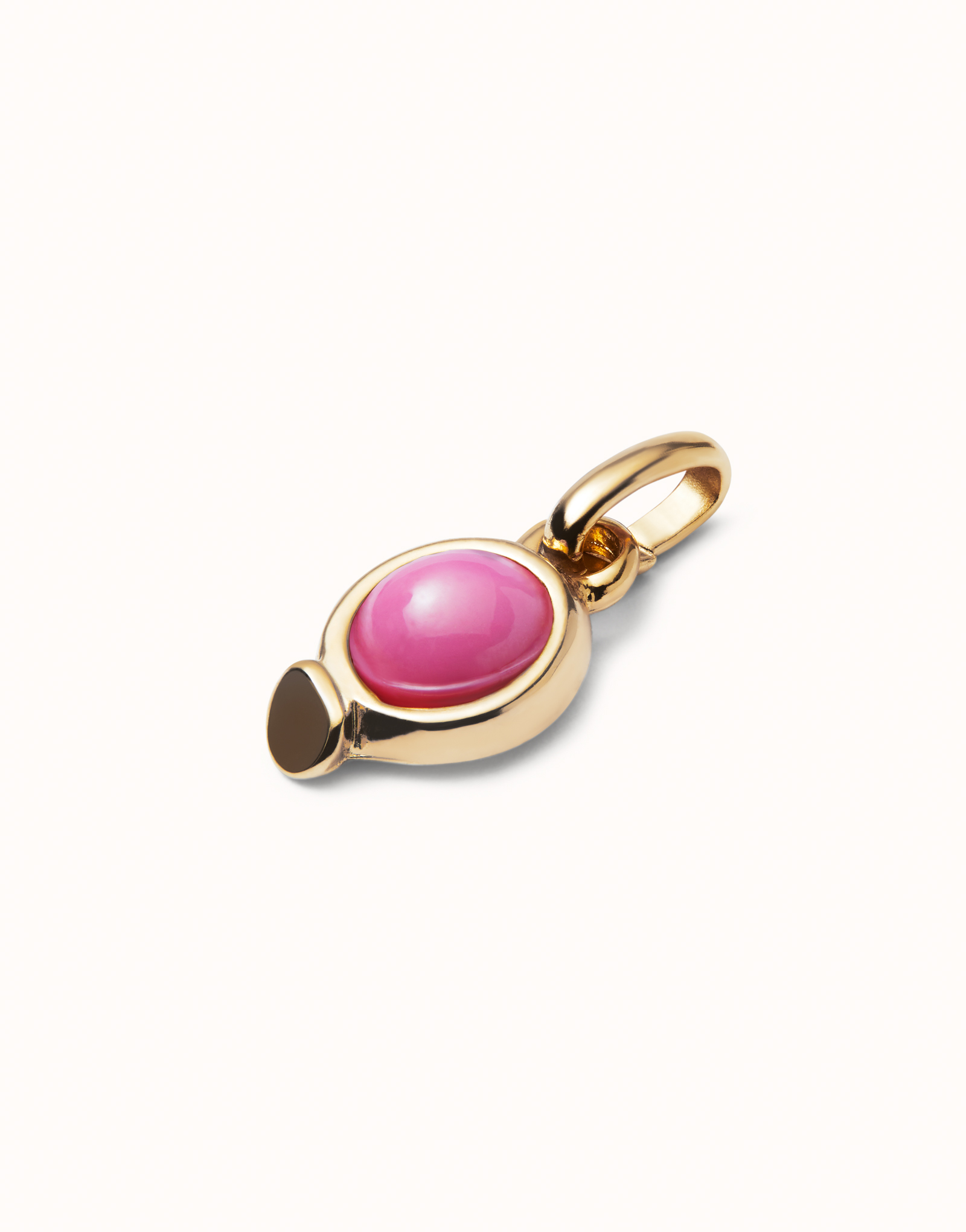 18K gold-plated charm with pink stone., Golden, large image number null