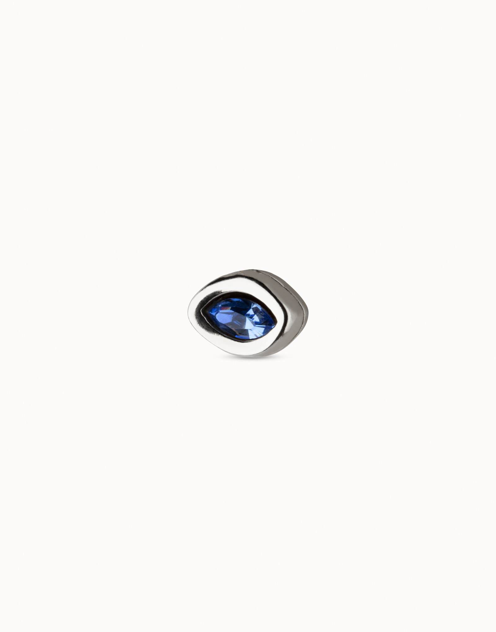 Charm de piercing bañado en plata de ley de ojo y un cristal, Plateado, large image number null