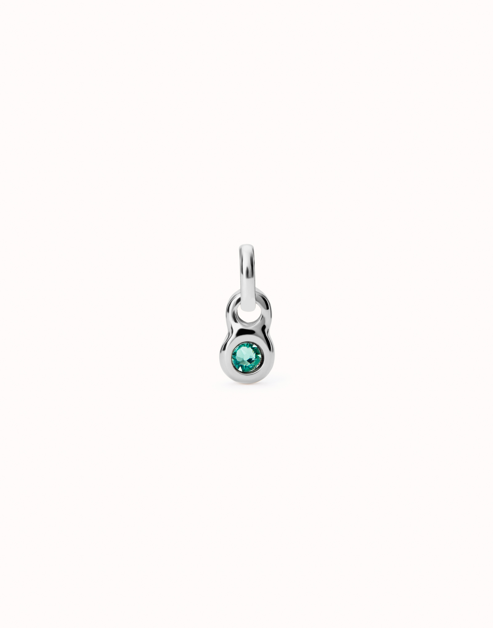 Sterling silver-plated charm with green crystal., Silver, large image number null