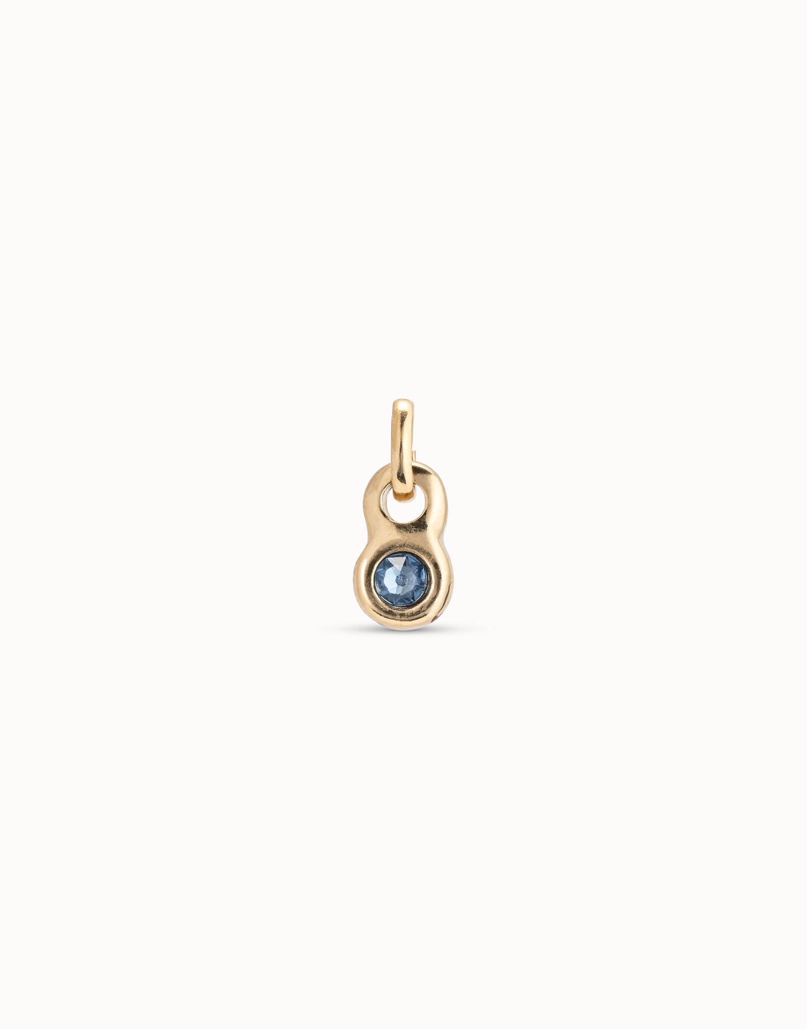 Charm placcato oro 18k di forma rotonda e un cristallo blu, Dorado, large image number null