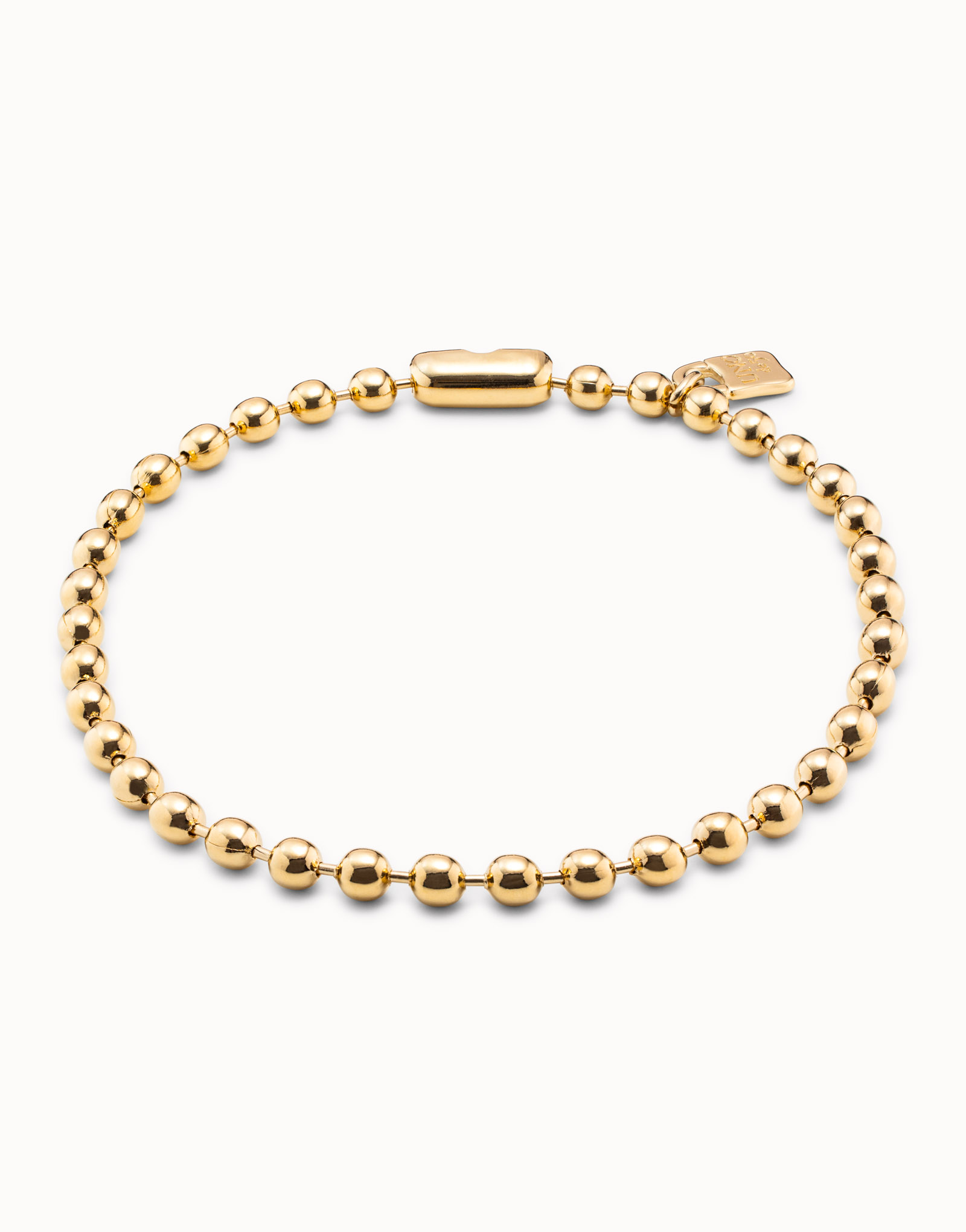 Collana placcata oro 18k con perline sferiche grandi e chiusura formica, Dorado, large image number null