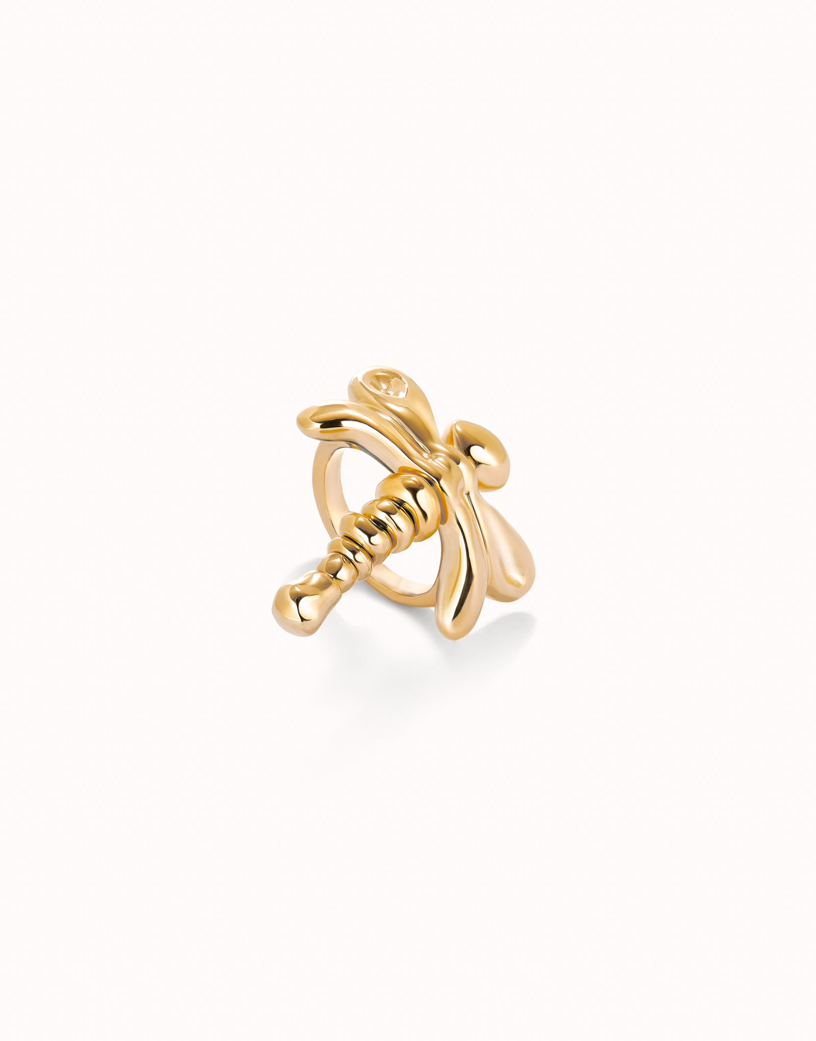 18K gold-plated dragonfly ring, Golden, large image number null