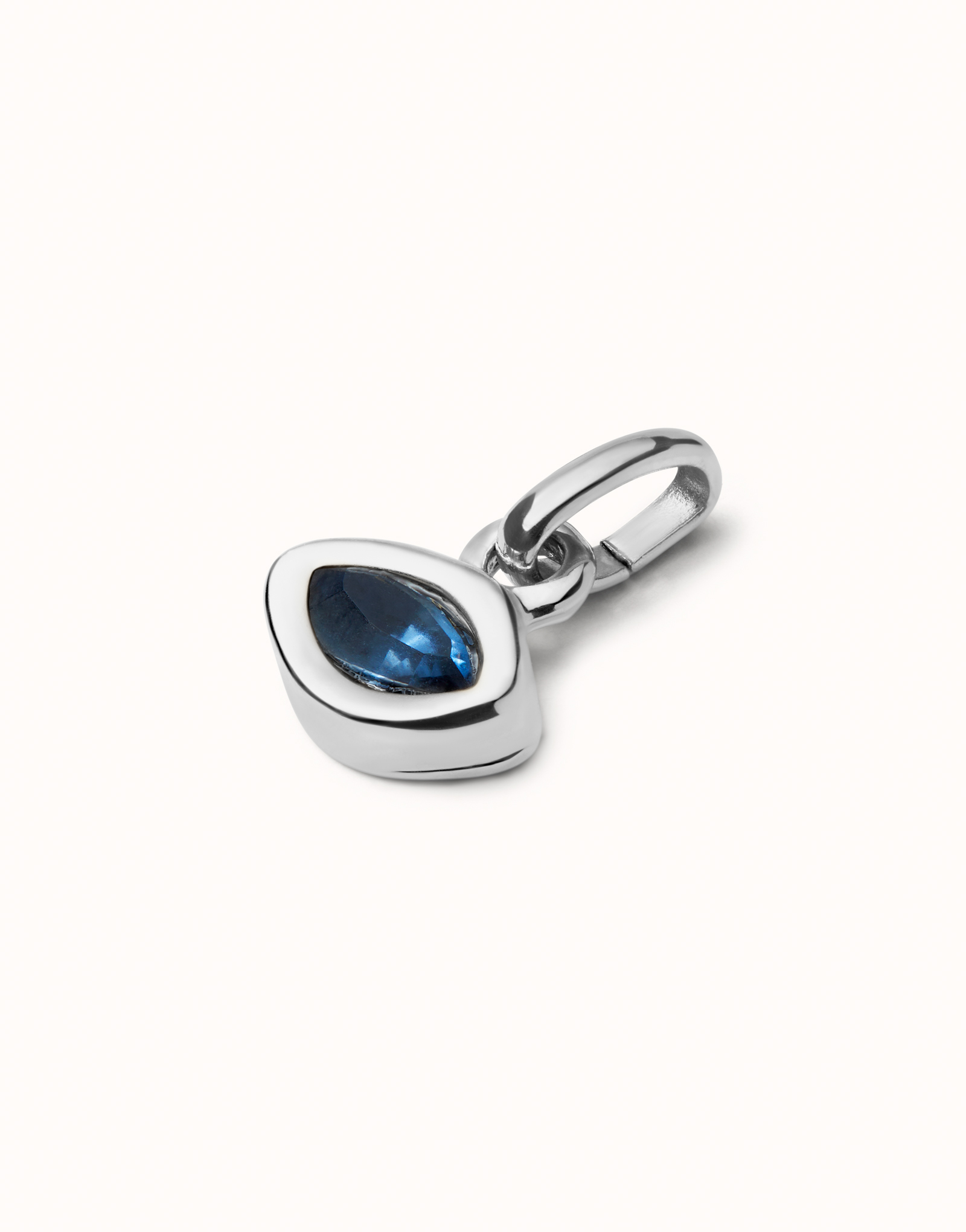 Charm plated in sterling silver with blue crystal, Silver, large image number null