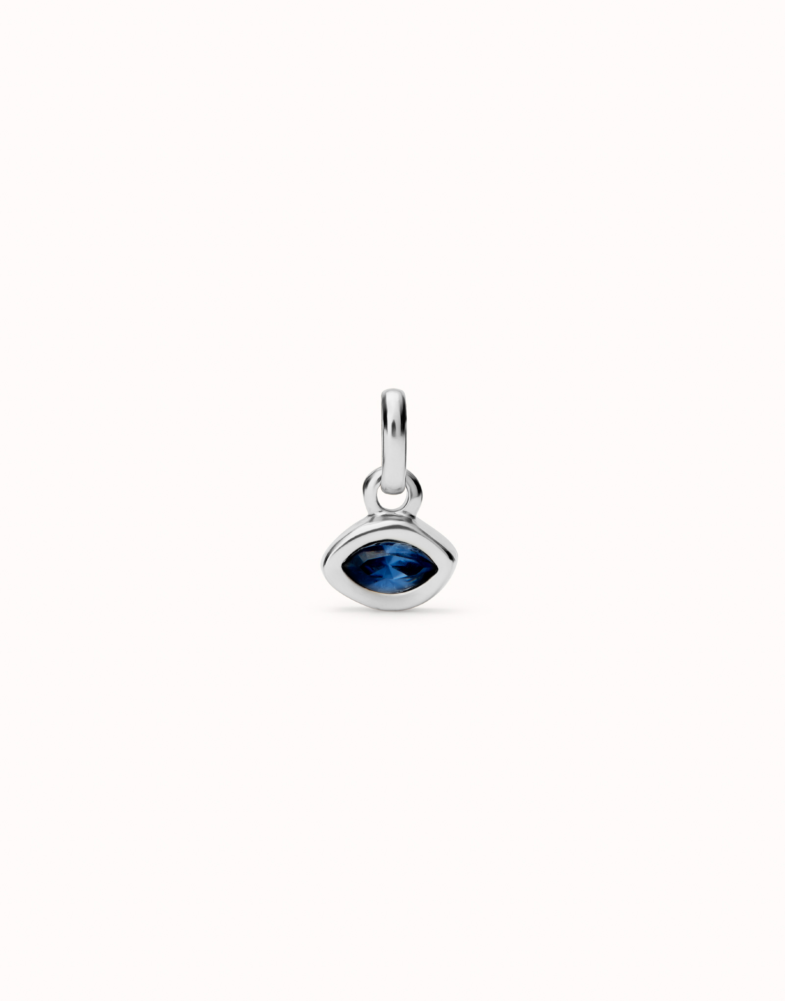 Charm plated in sterling silver with blue crystal, Silver, large image number null