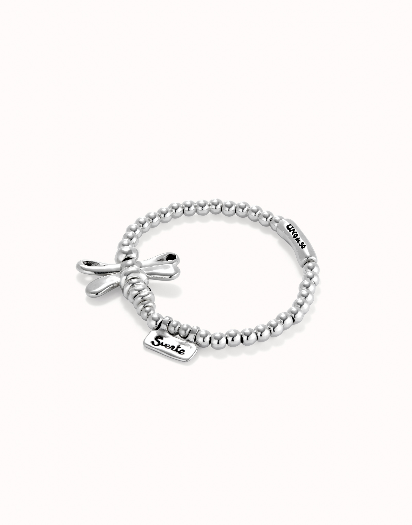 Elastic bracelet with sterling silver-plated dragonfly, Silver, large image number null