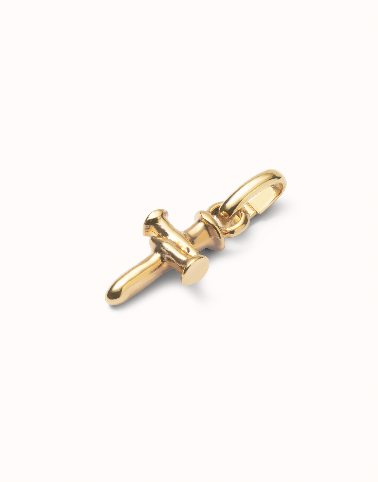 18K gold-plated cross-shaped charm., Golden, large image number null