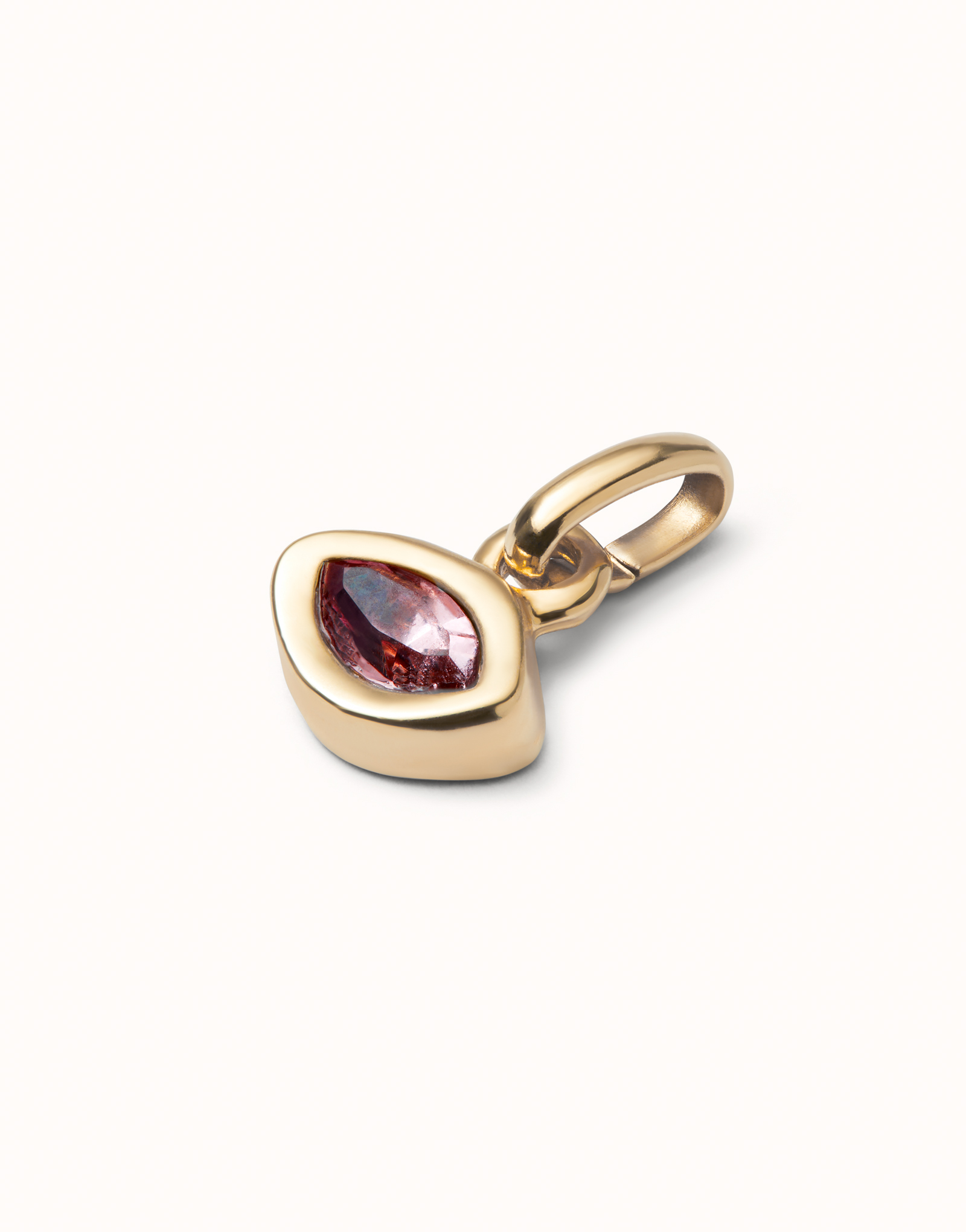 18K gold-plated charm with pink crystal., Golden, large image number null
