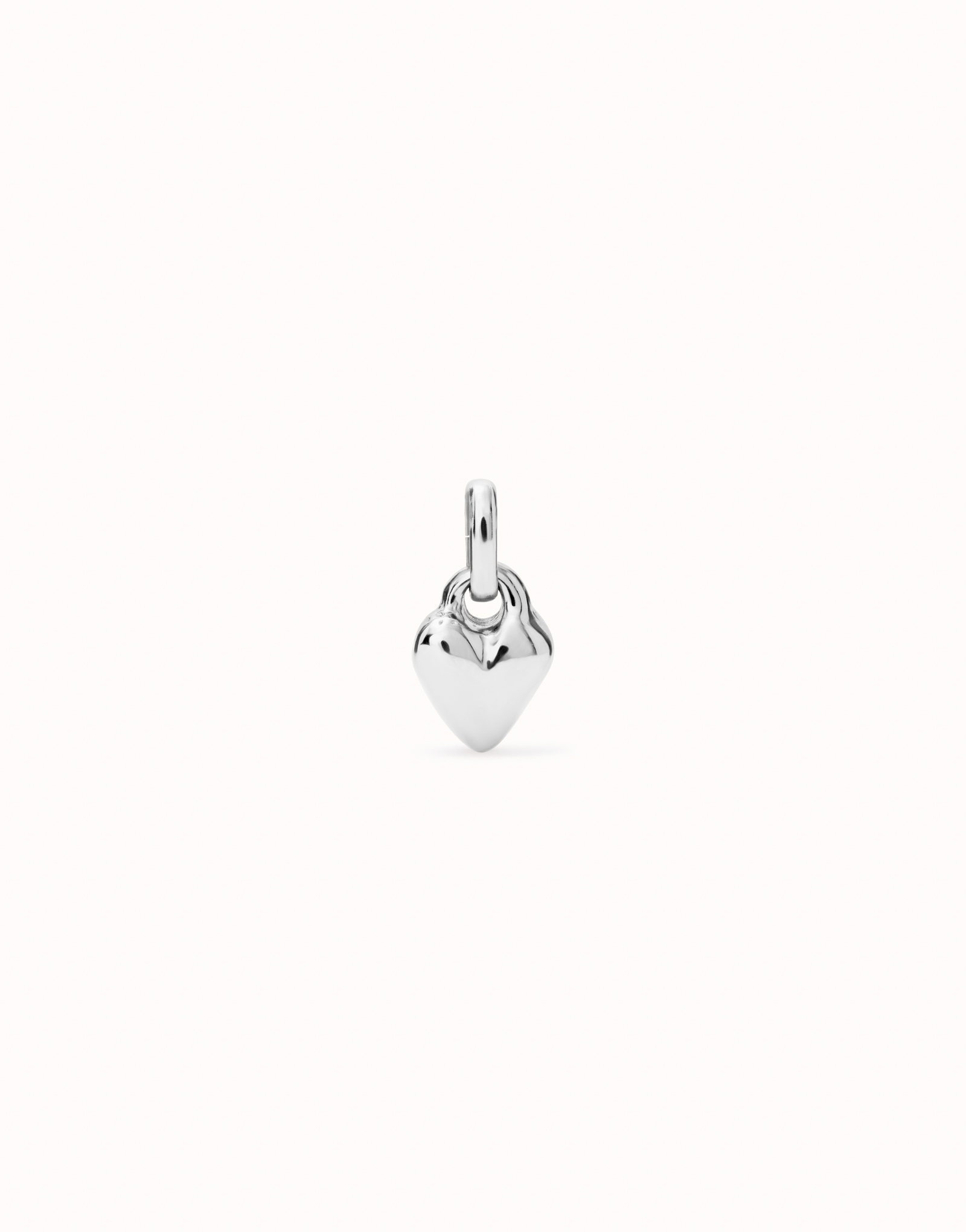Sterling silver-plated heart-shaped charm., Silver, large image number null