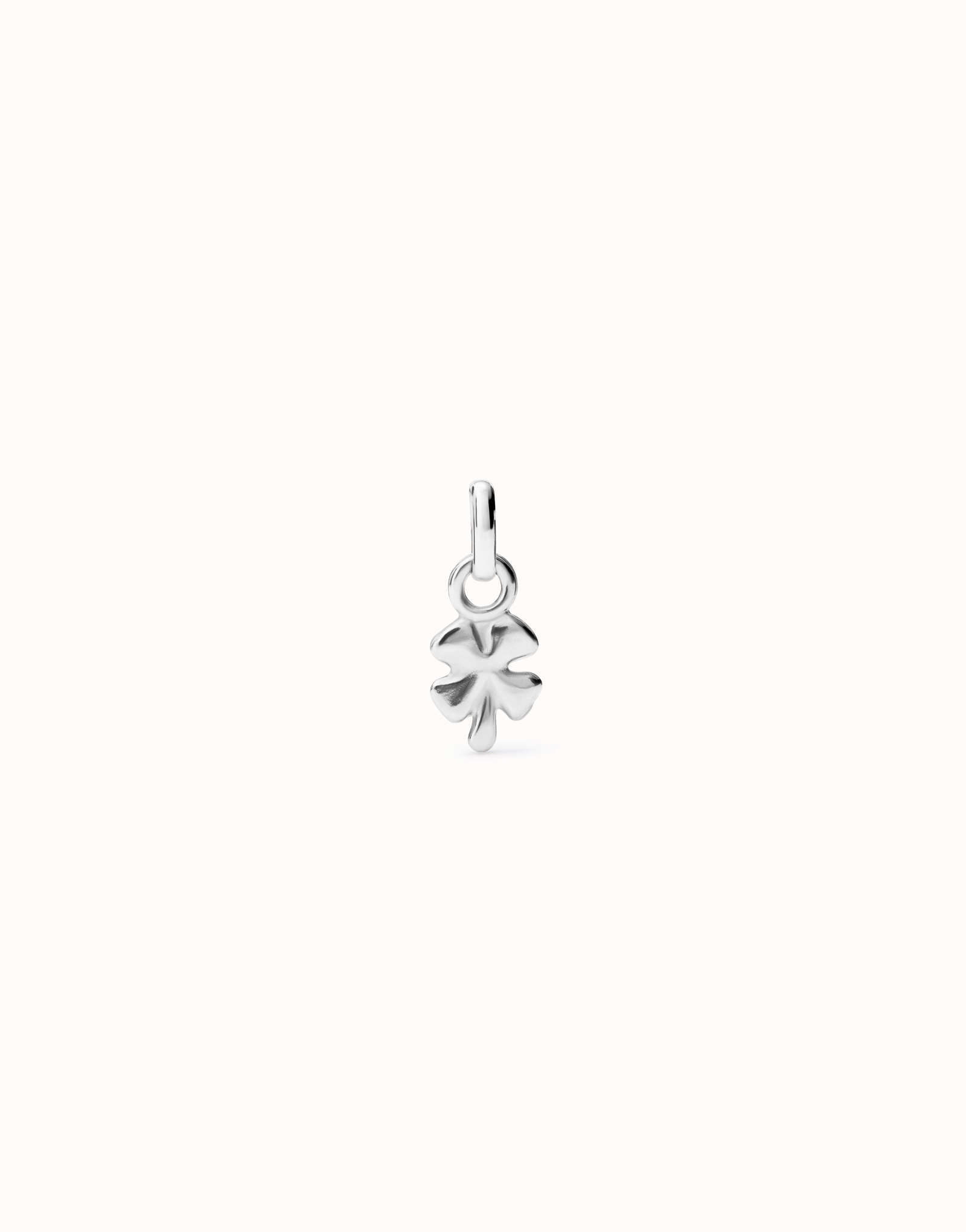 Sterling silver-plated clover-shaped charm., Silver, large image number null