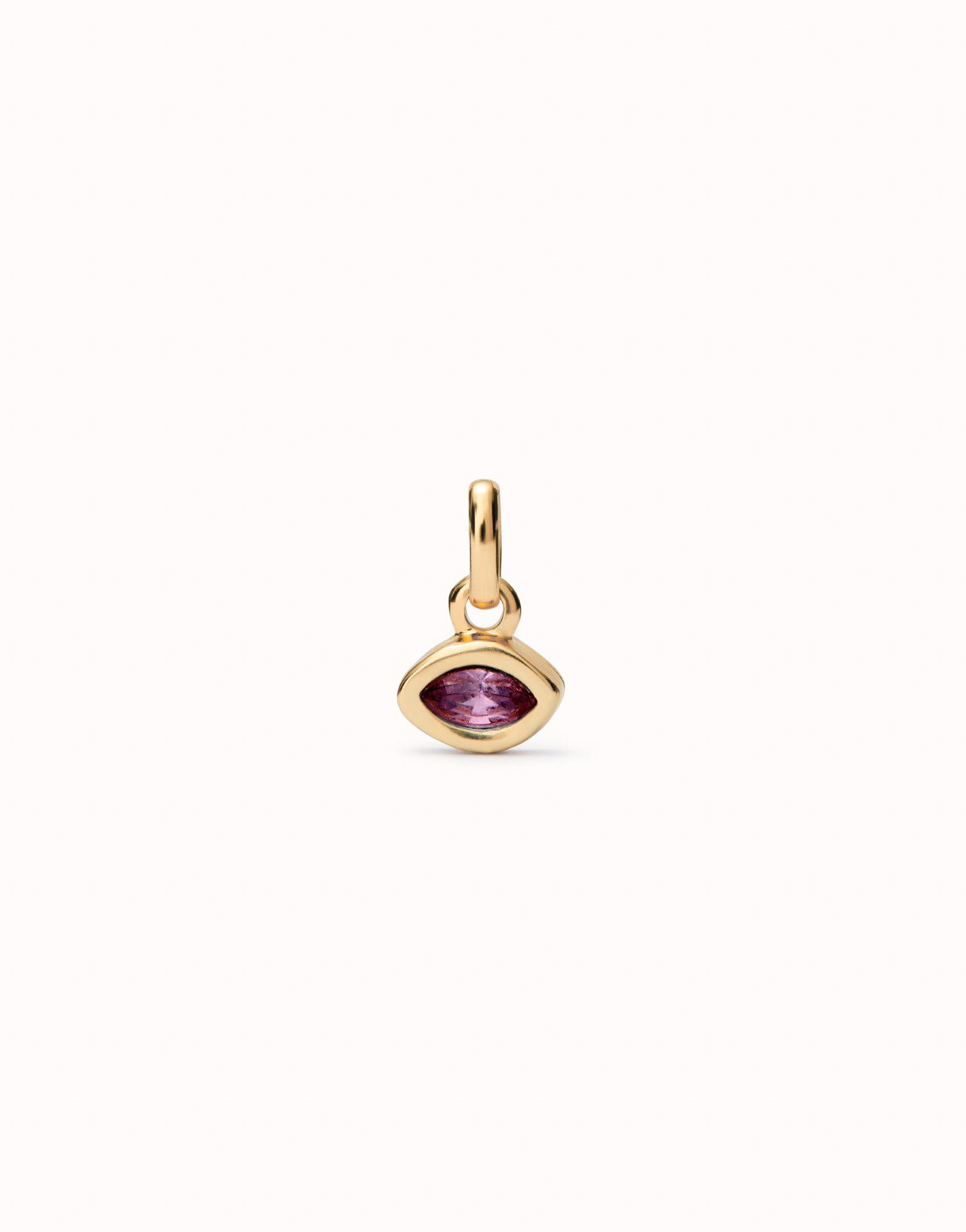 18K gold-plated charm with pink crystal., Golden, large image number null
