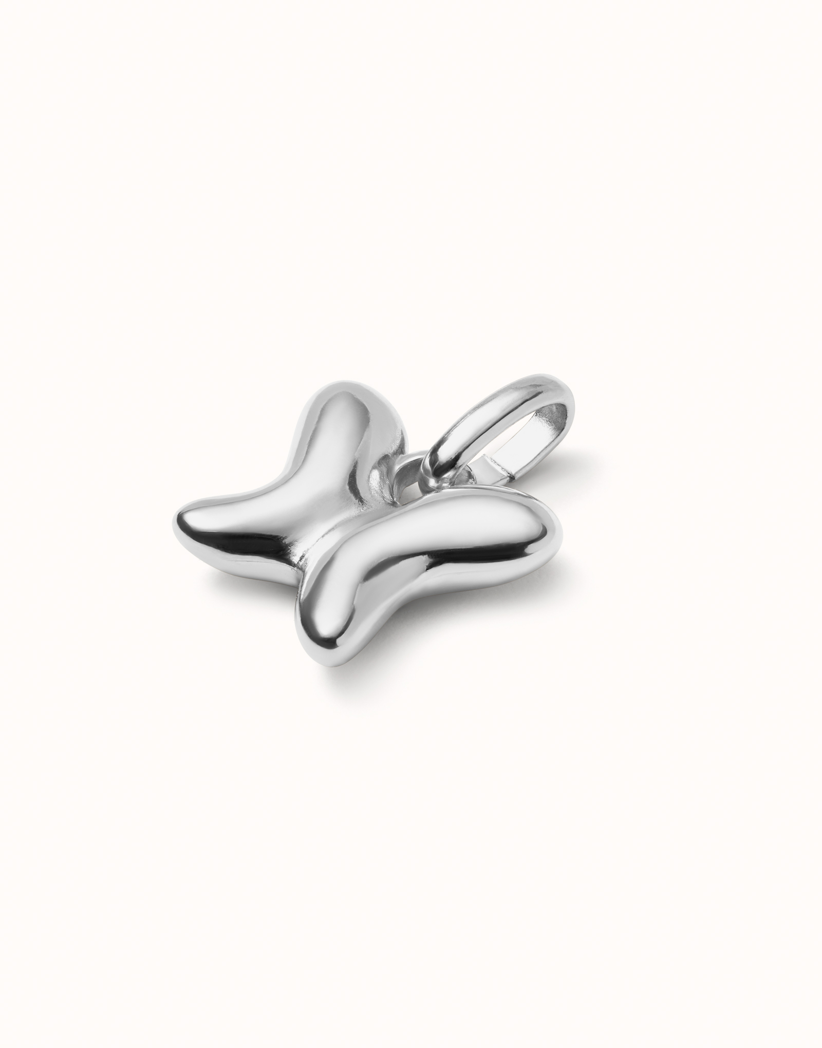 Sterling silver-plated butterfly charm., Silver, large image number null
