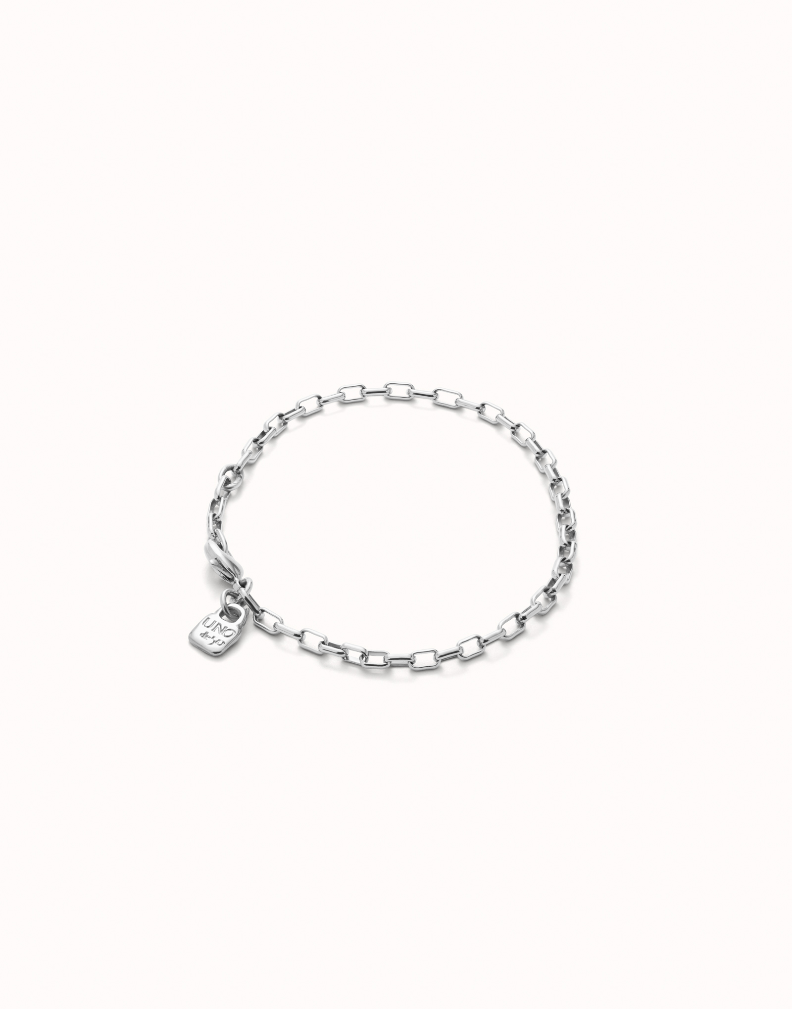 Sterling silver-plated bracelet with mid-sized links., Silver, large image number null