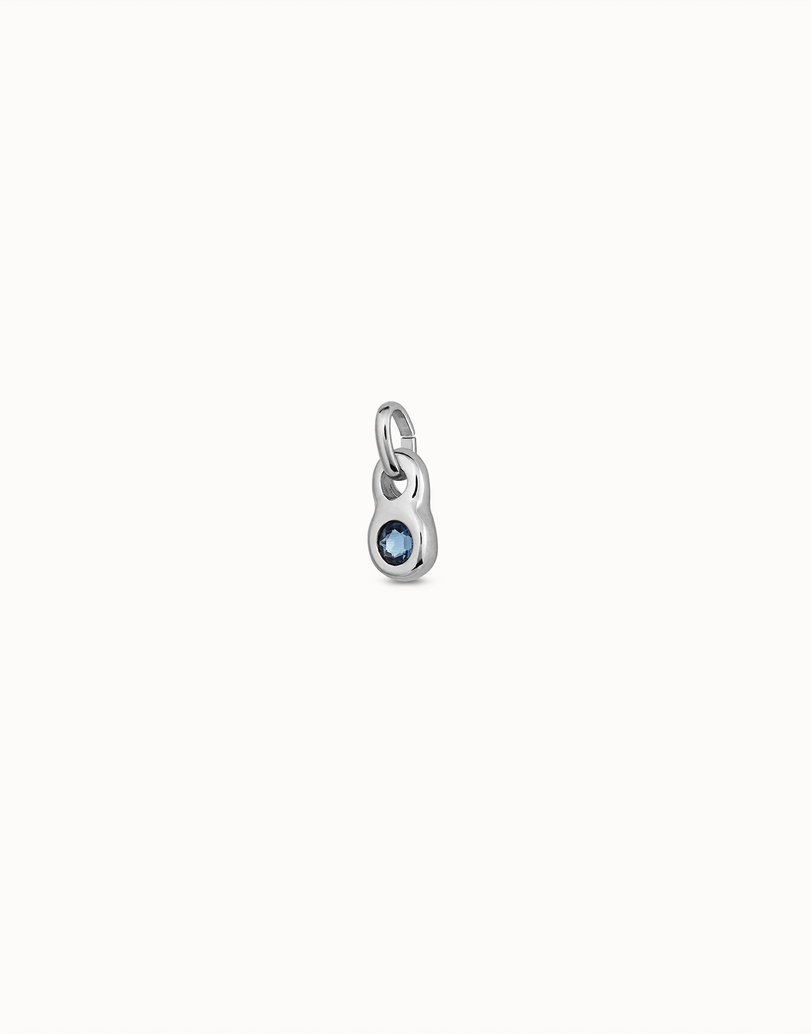 Charm placcato argento Sterling di forma rotonda e un cristallo blu, Argent, large image number null