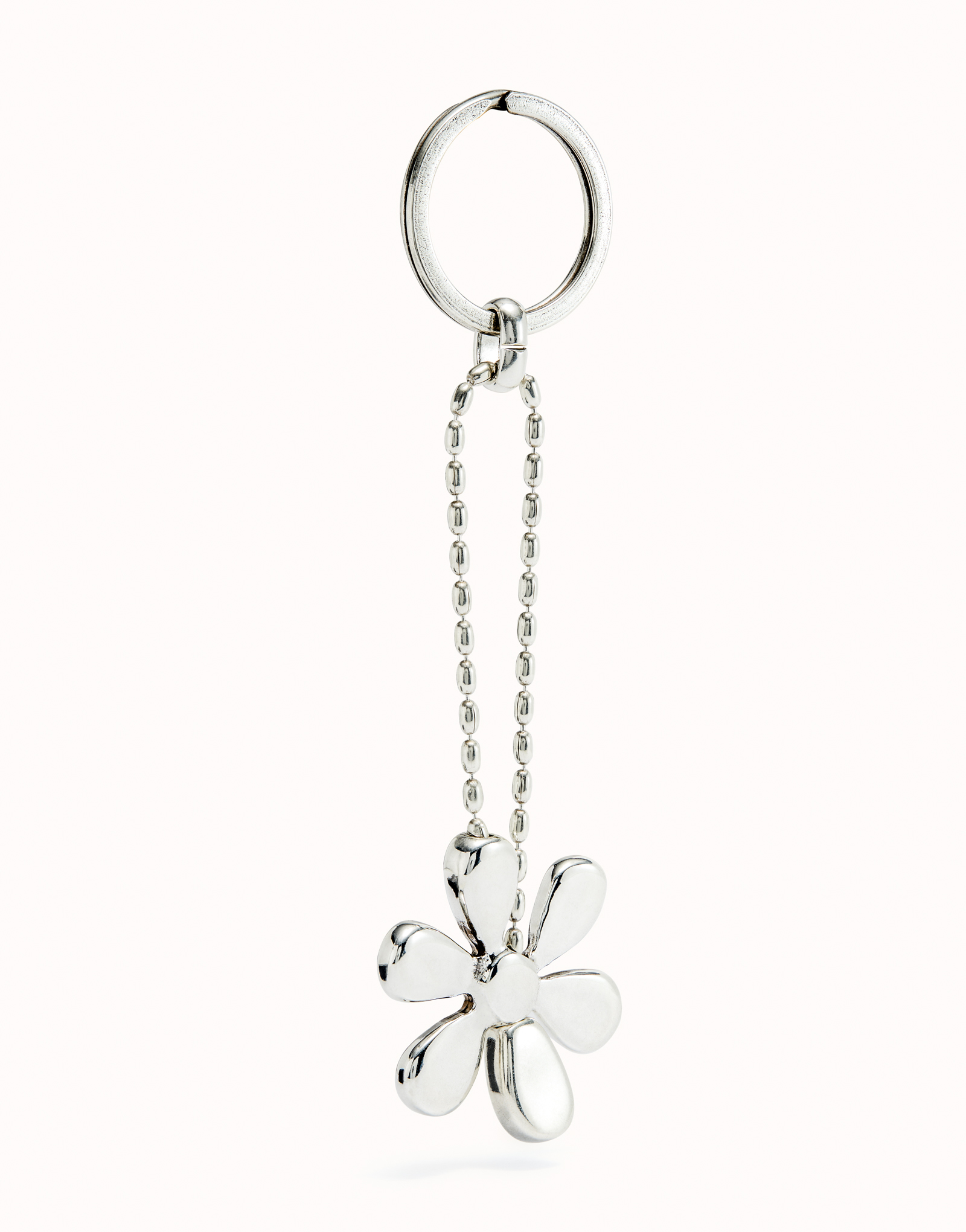 Sterling silver-plated flower key-ring, Silver, large image number null