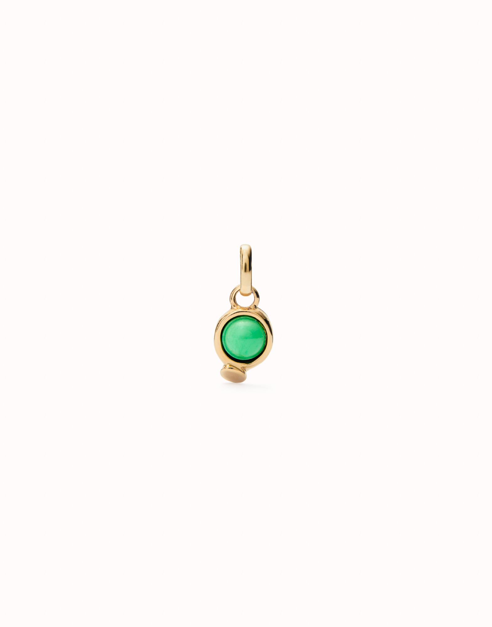 18K gold-plated charm with green stone., Golden, large image number null