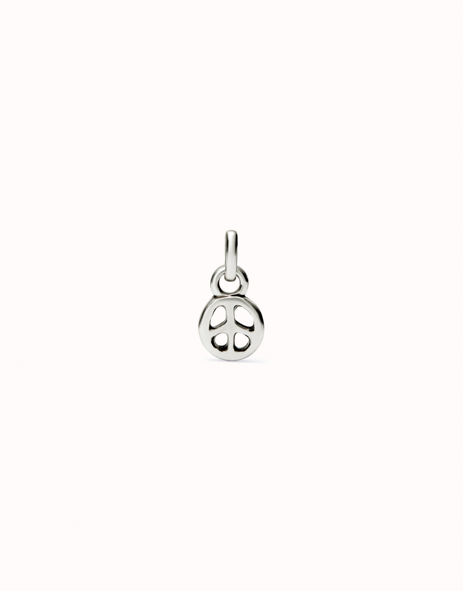 Sterling silver-plated peace symbol charm., Silver, large image number null