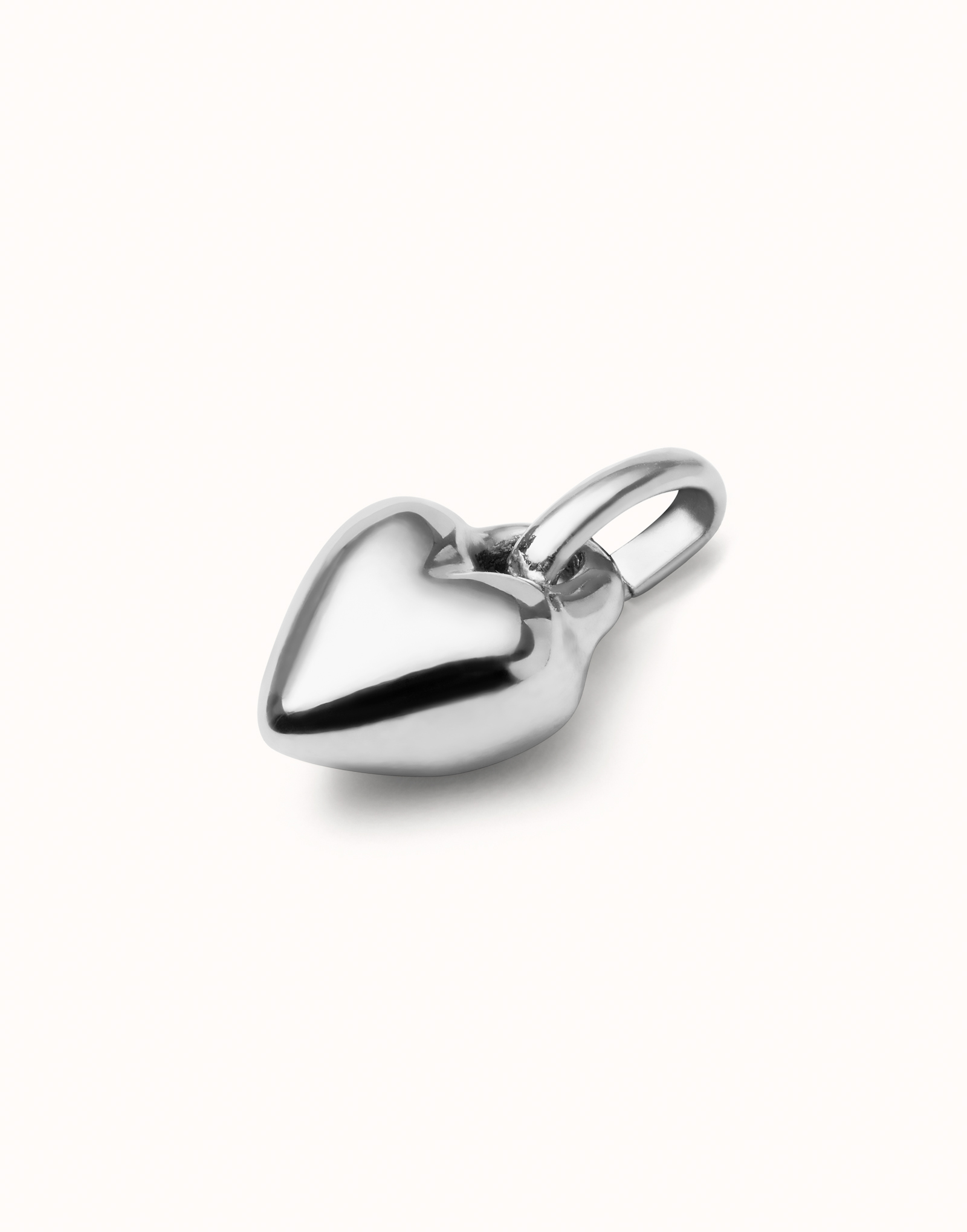 Sterling silver-plated heart-shaped charm., Silver, large image number null