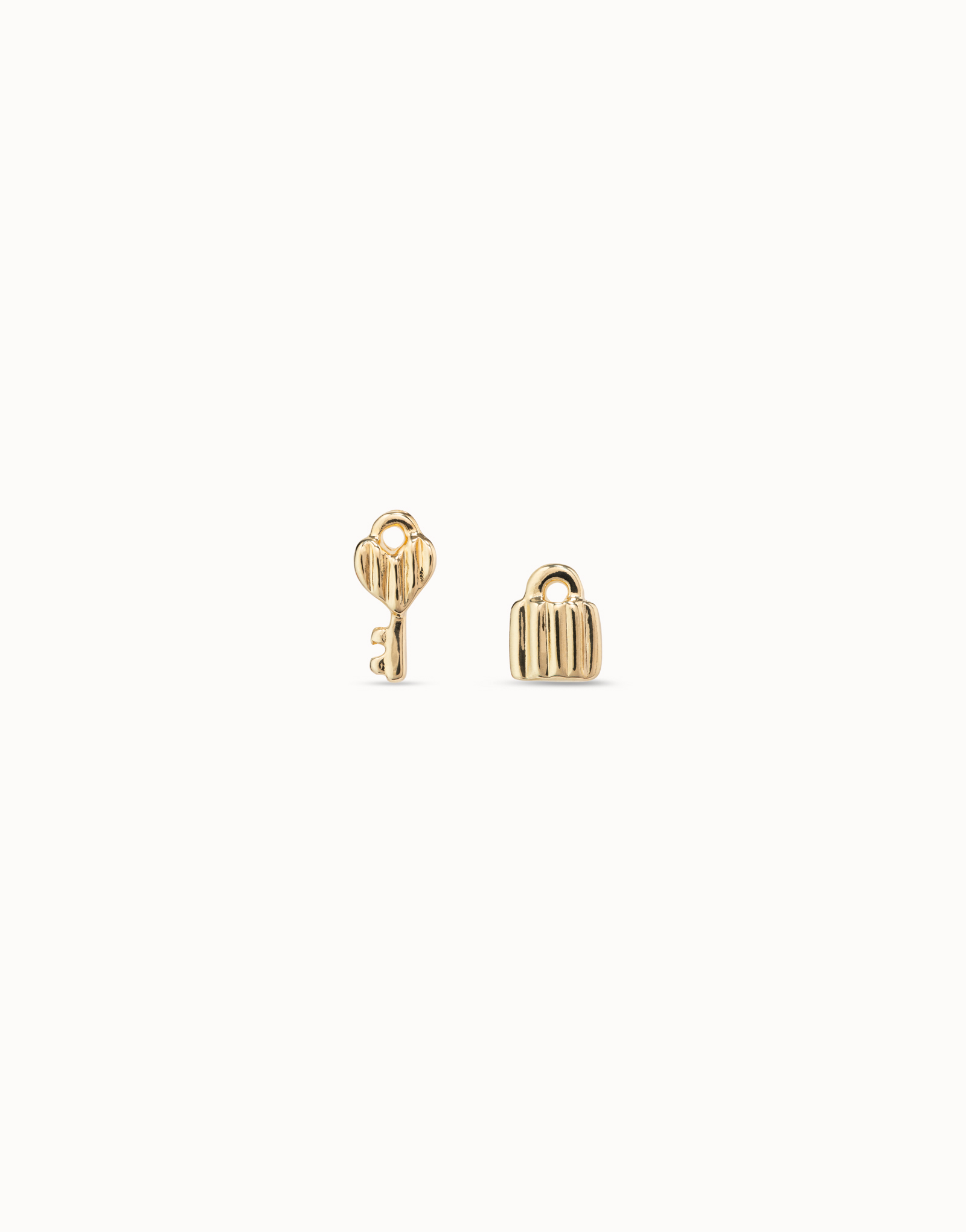 Orecchini placcati oro 18k a forma di chiave e lucchetto, Dorado, large image number null